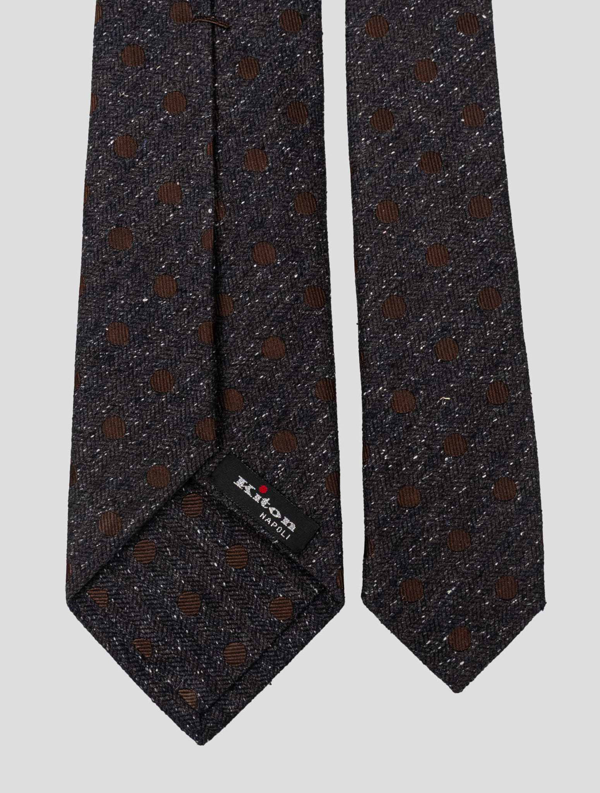 Kiton Brown White Silk Tie