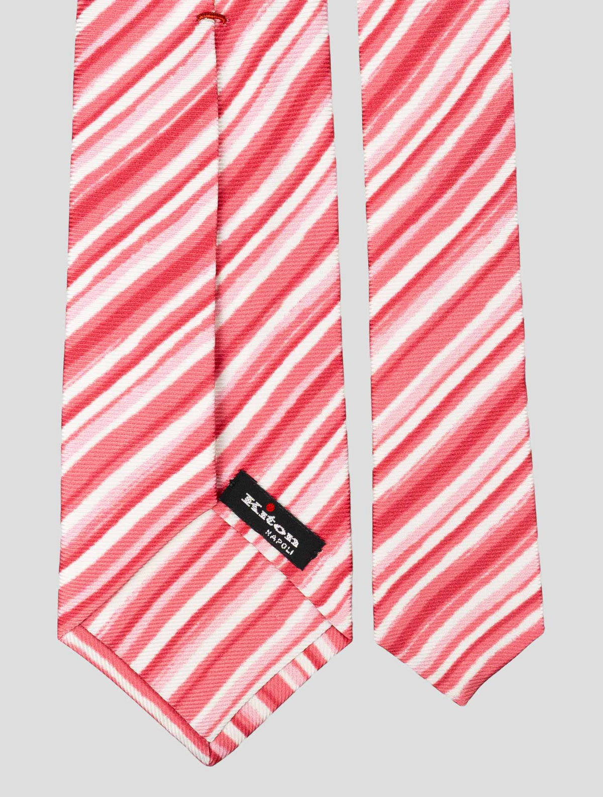 Kiton Pink White Silk Tie