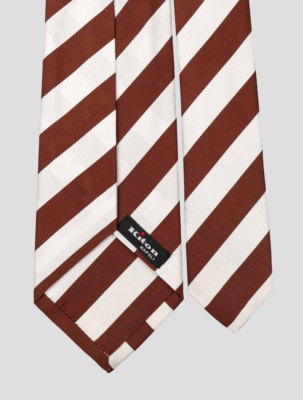 Kiton Brown White Silk Tie