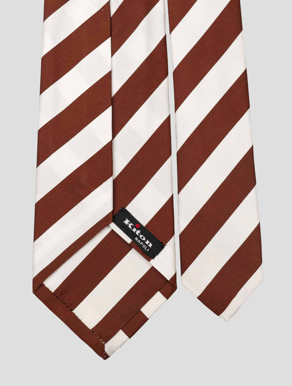 Kiton Brown White Silk Tie