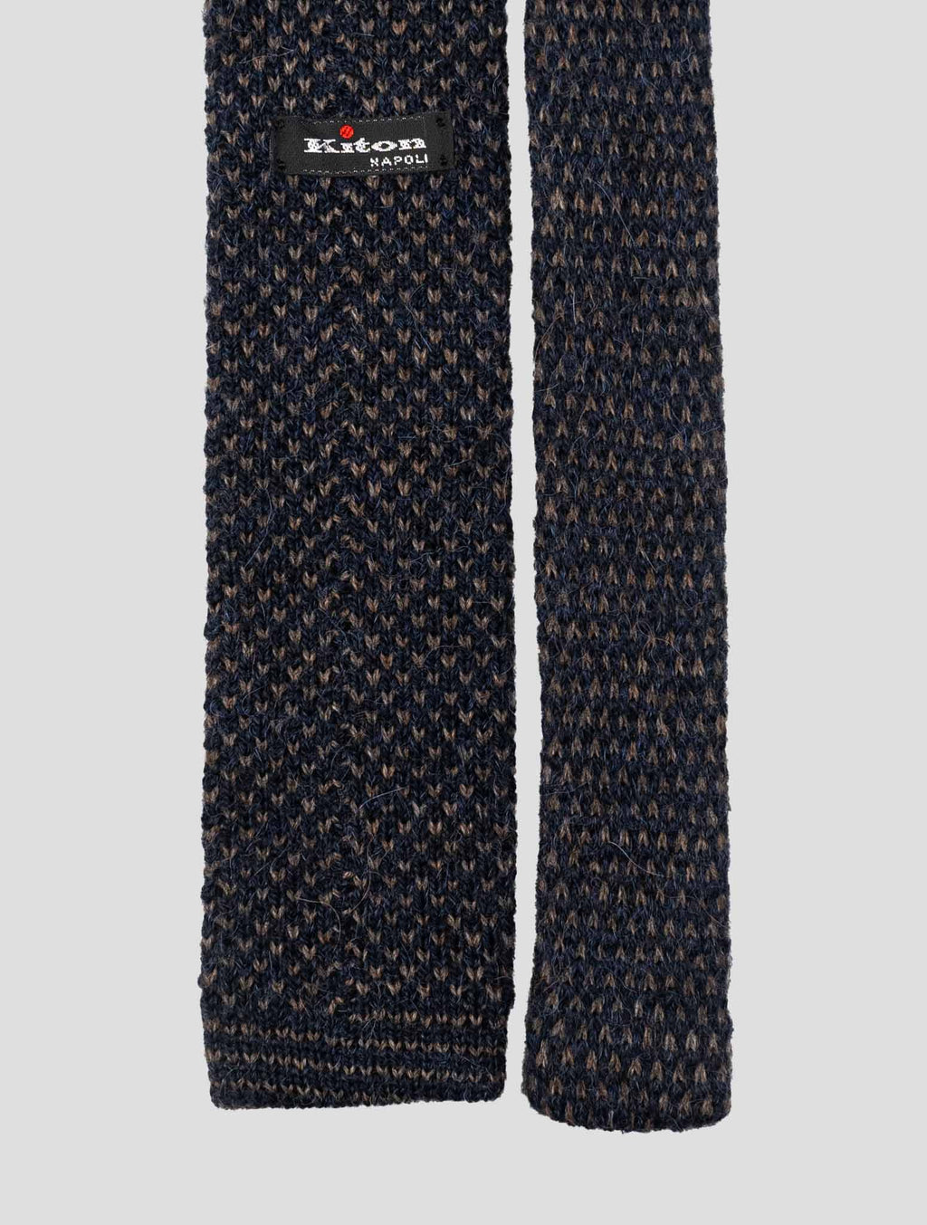 Kiton Blue Brown Acrylic Alpaca Wool Tie