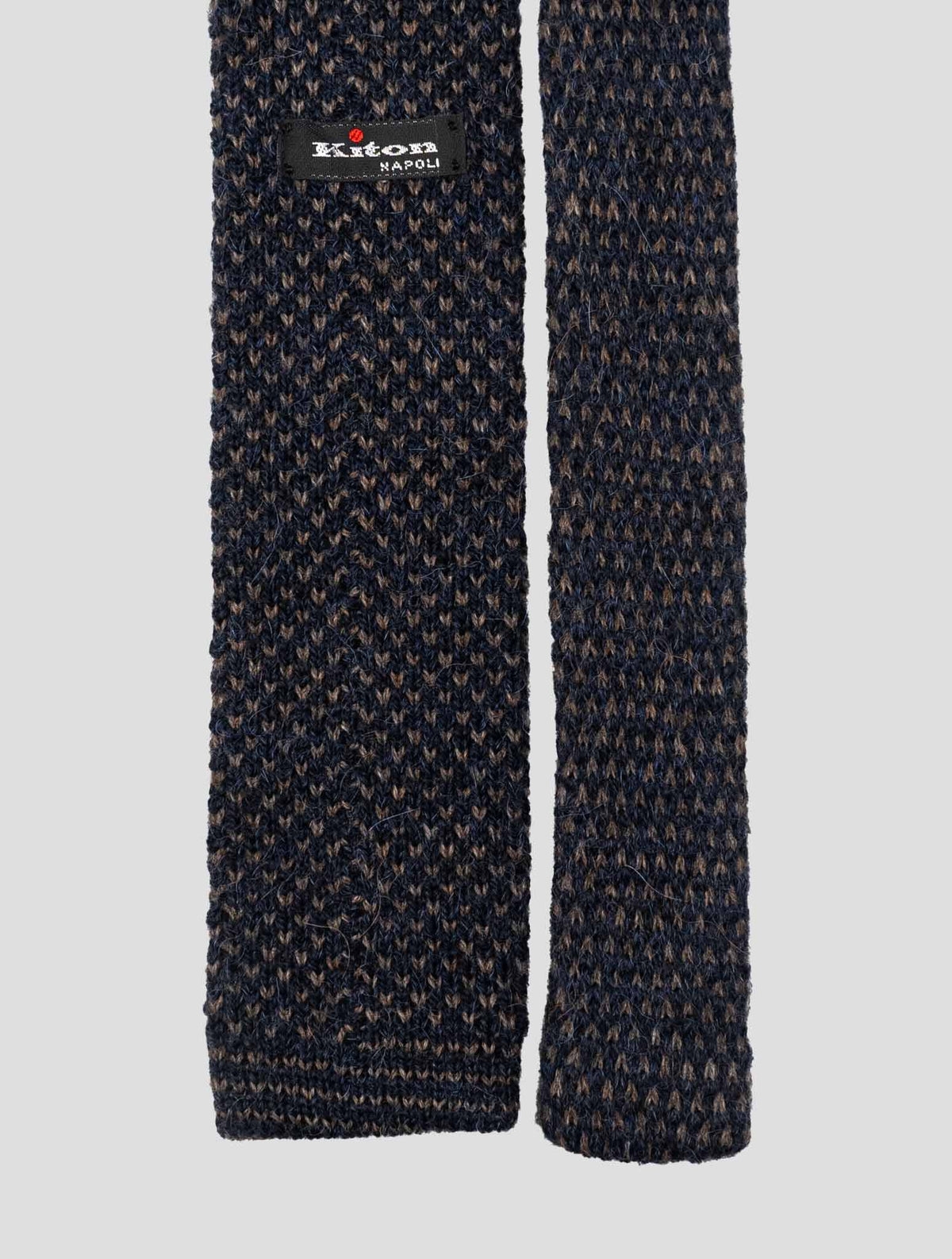 Kiton Blue Brown Acrylic Alpaca Wool Tie