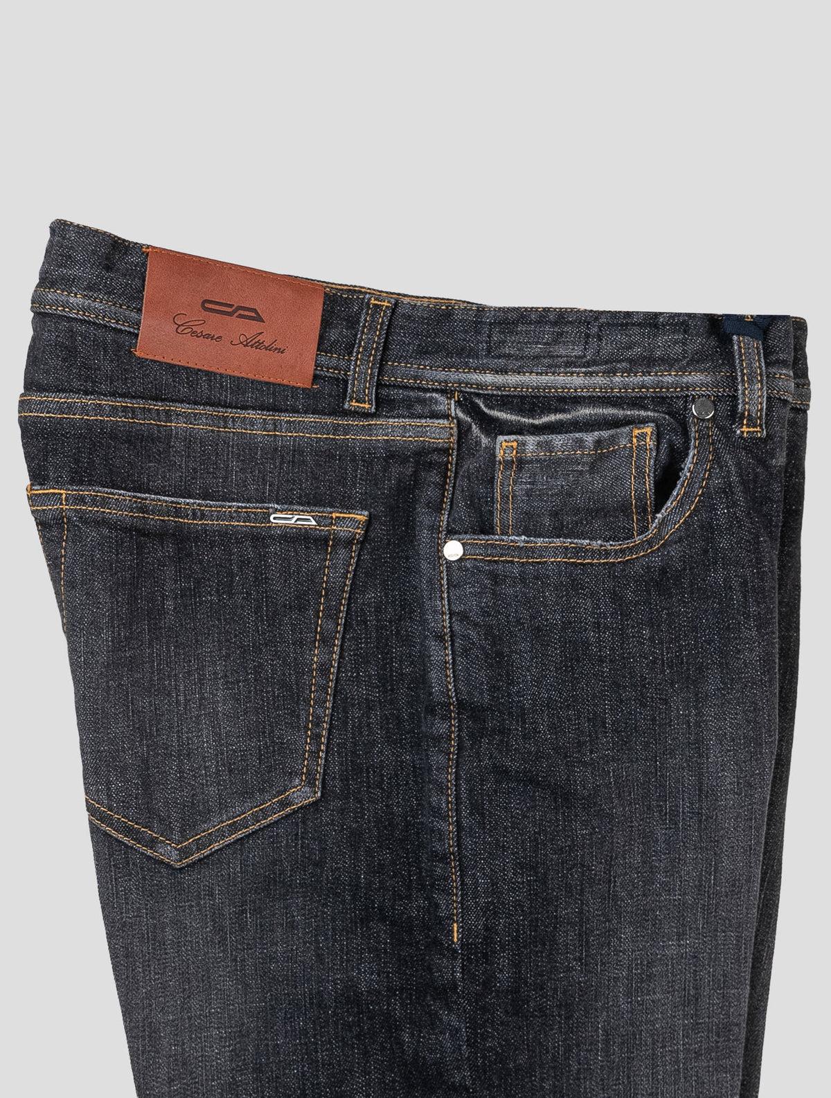Cesare Attolini Black Cotton Pu Jeans