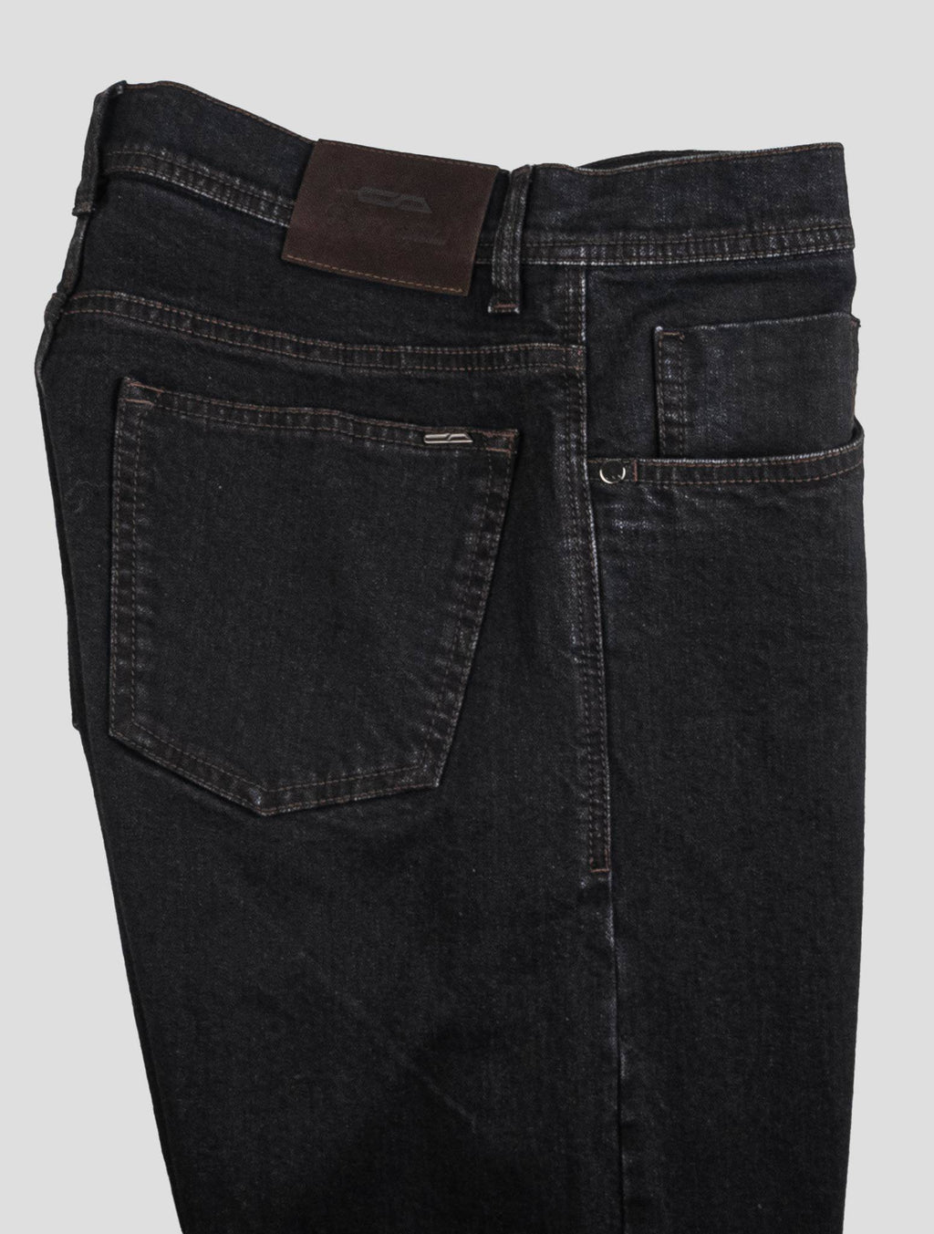 Cesare Attolini Black Cotton Pu Jeans