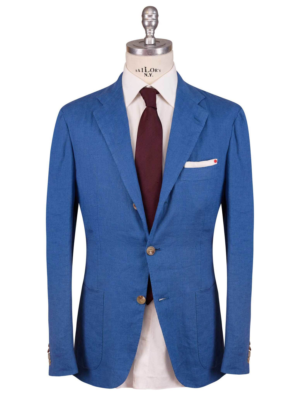 Kiton Blue Linen Suit