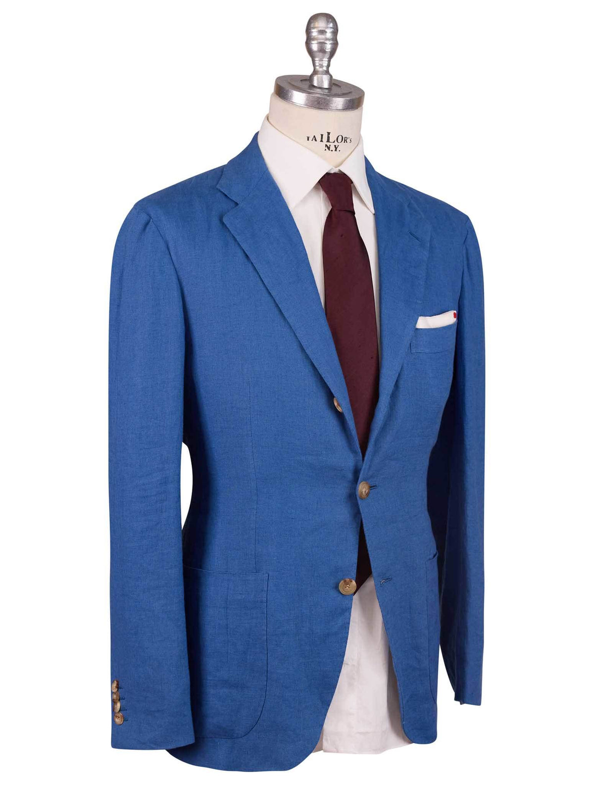 Kiton Blue Linen Suit