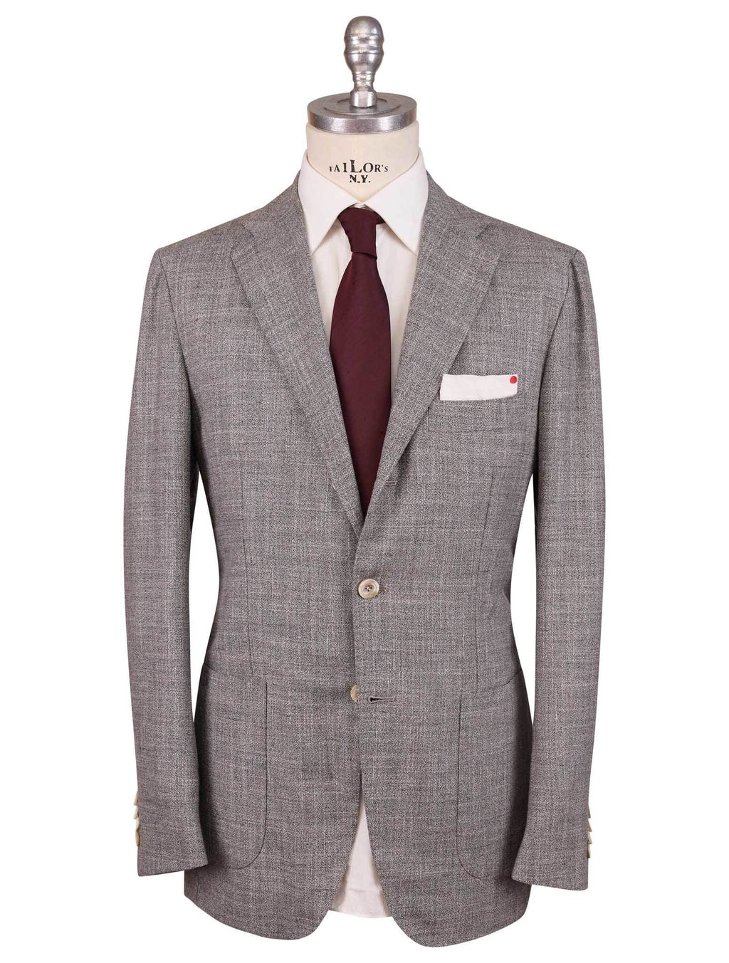 Kiton Kiton Gray Cashmere Virgin Wool Linen Silk Suit Gray 000