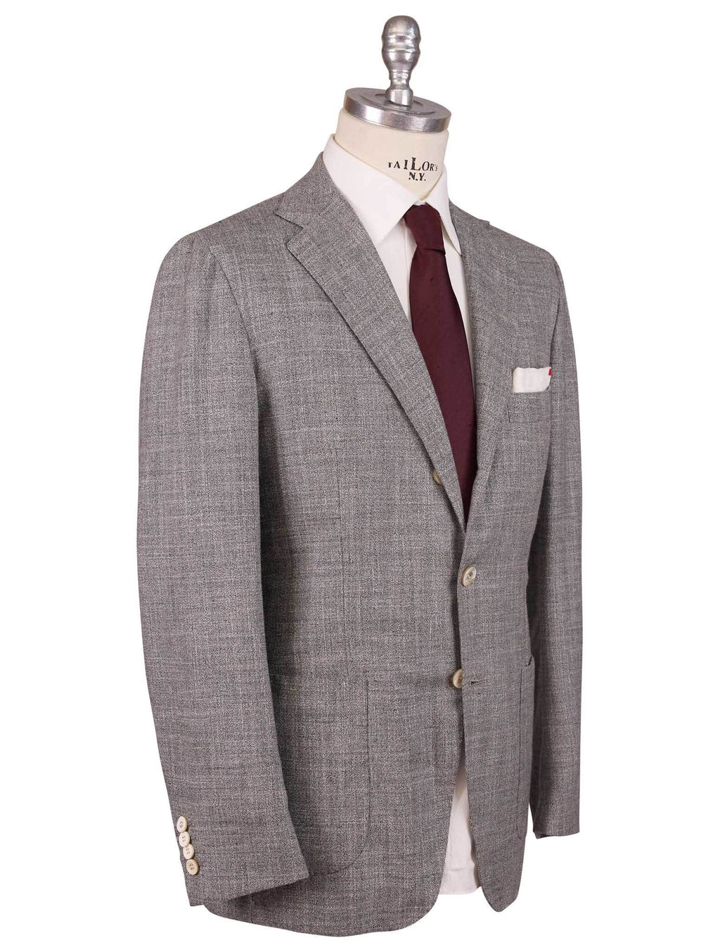 Kiton Gray Cashmere Virgin Wool Linen Silk Suit