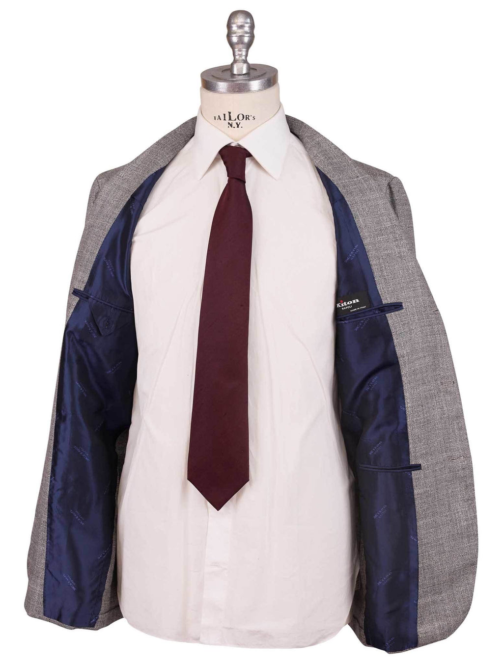 Kiton Gray Cashmere Virgin Wool Linen Silk Suit