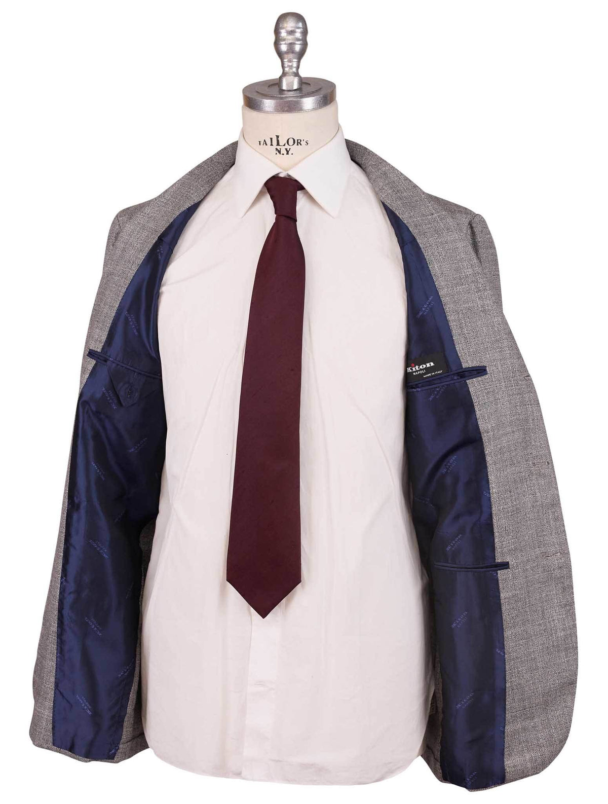Kiton Gray Cashmere Virgin Wool Linen Silk Suit