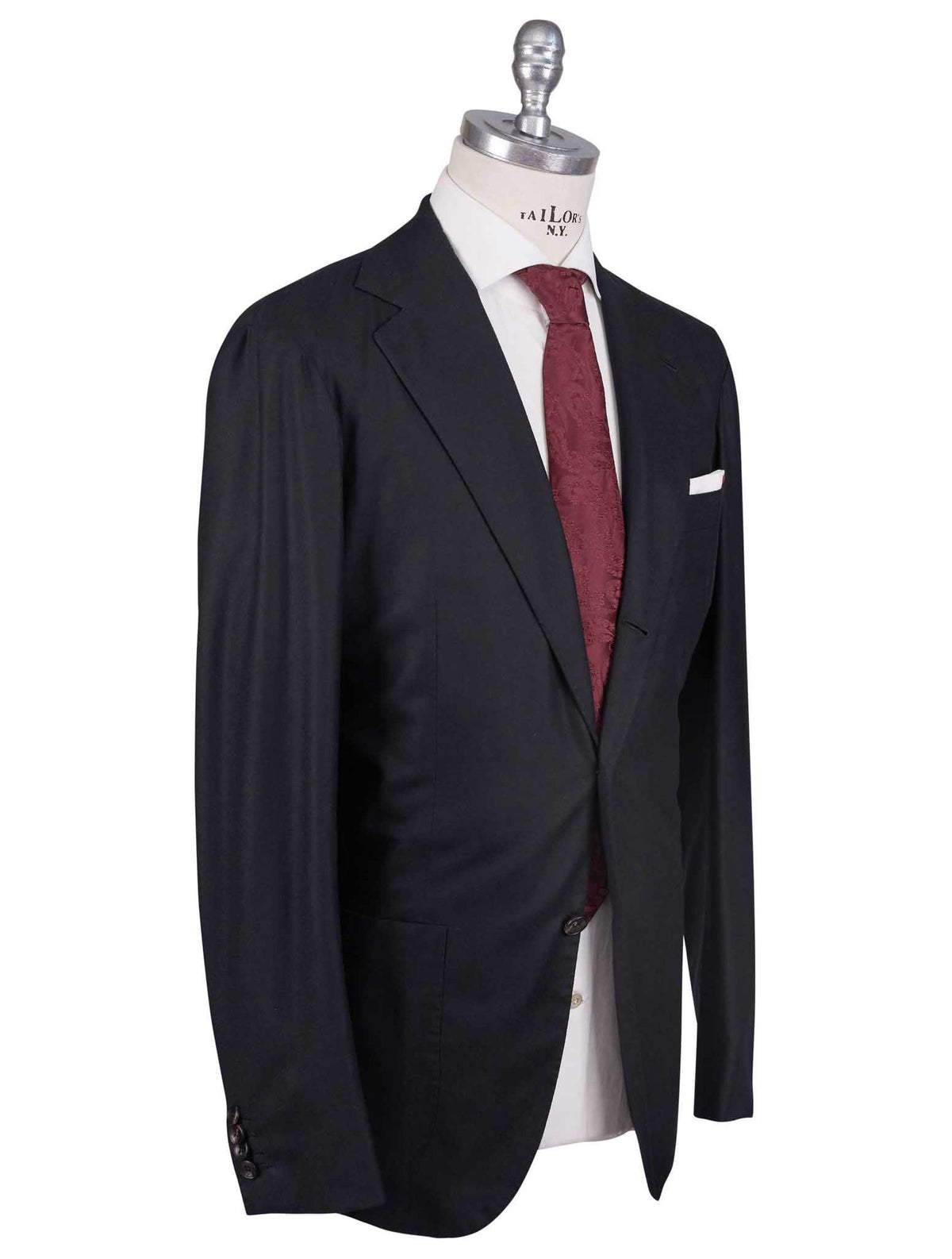 Kiton Kiton Black Wool 14 Micron Suit Black 001