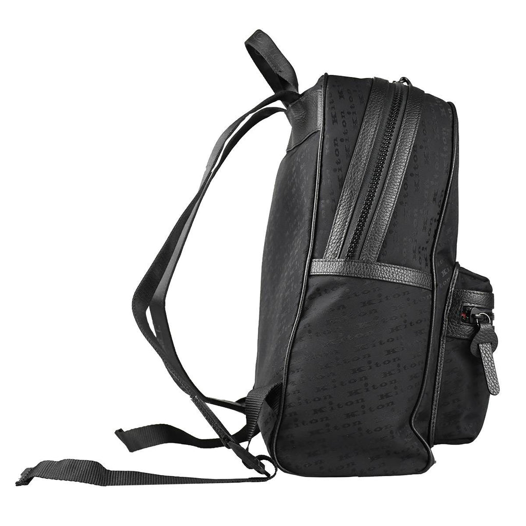 Kiton Black Pa Pl Leather Backpack
