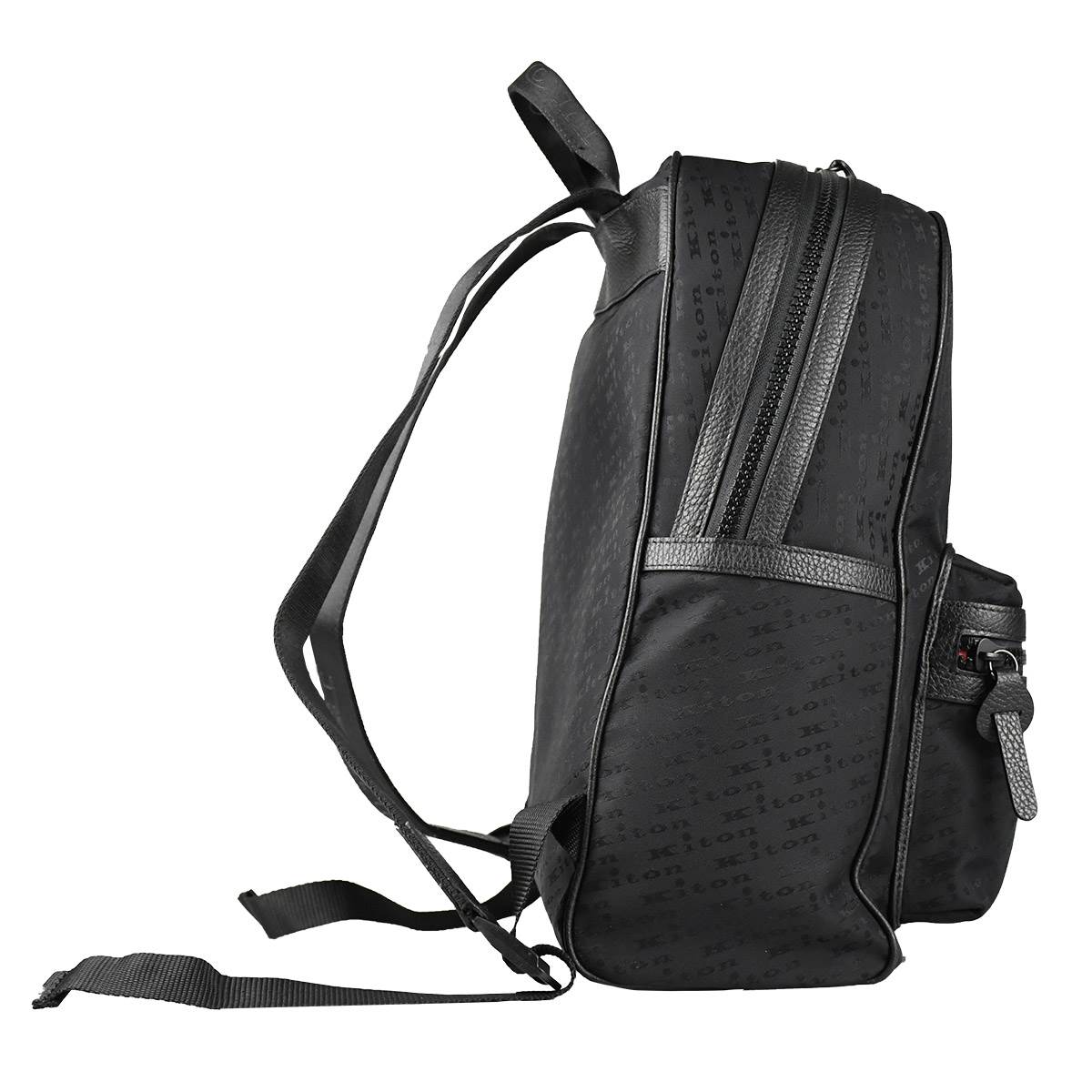 Kiton Black Pa Pl Leather Backpack