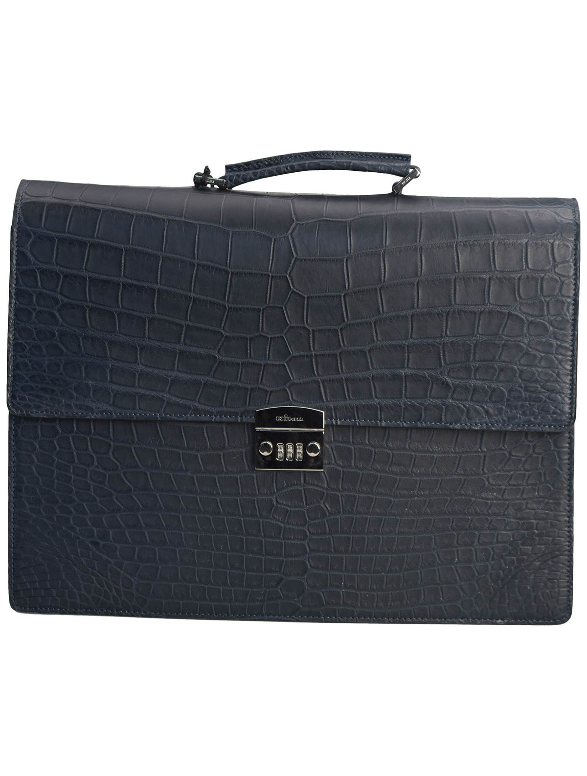 Kiton Kiton Blue Leather Crocodile Bag Blue 000