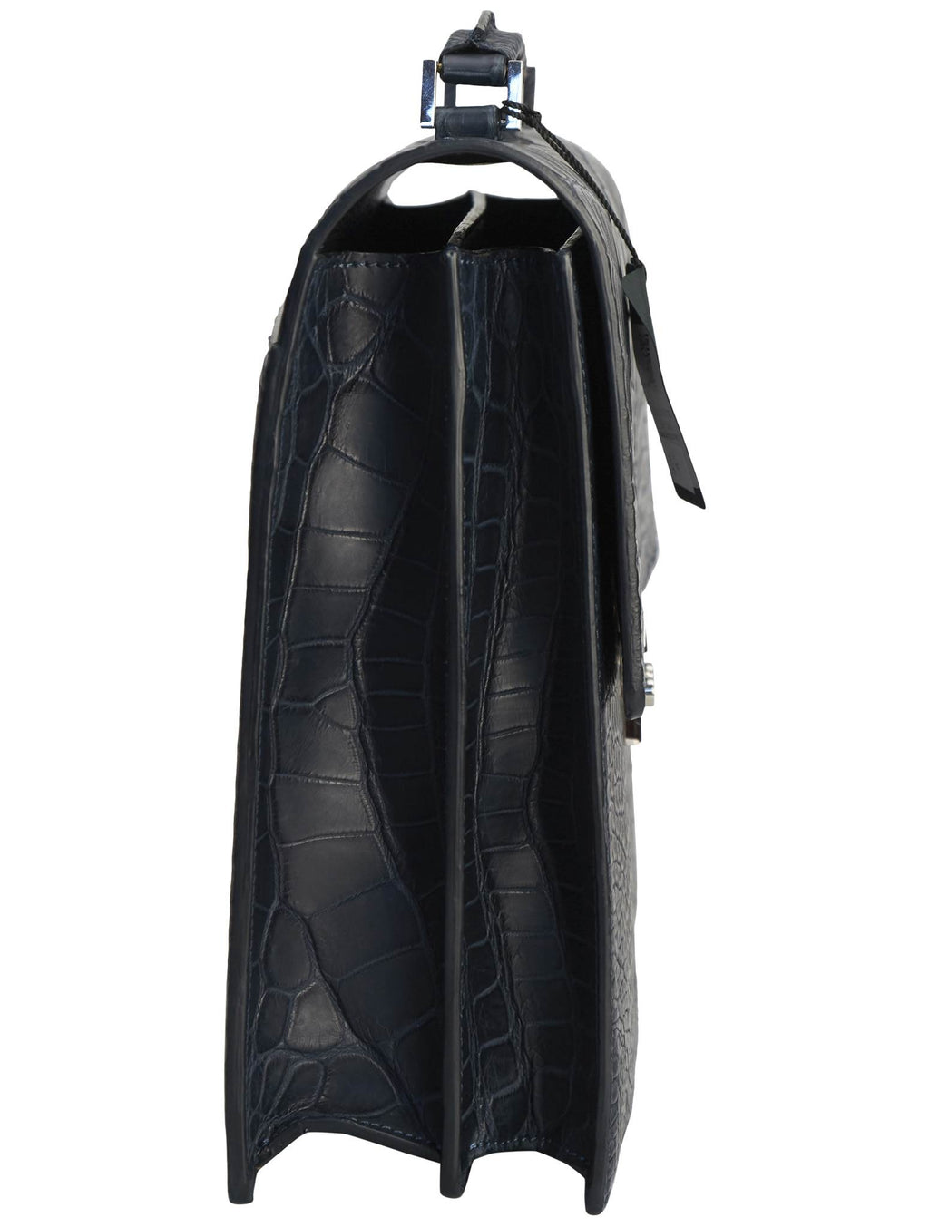 Kiton Blue Leather Crocodile Bag
