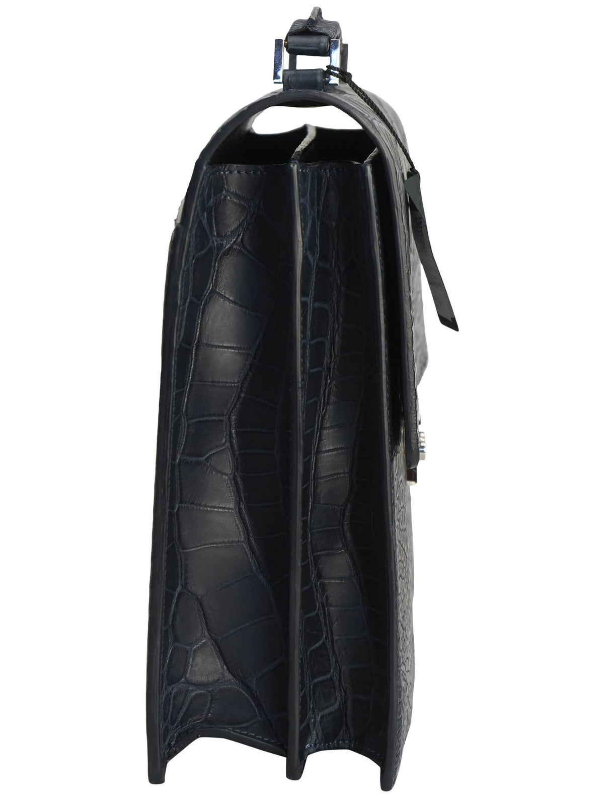 Kiton Blue Leather Crocodile Bag