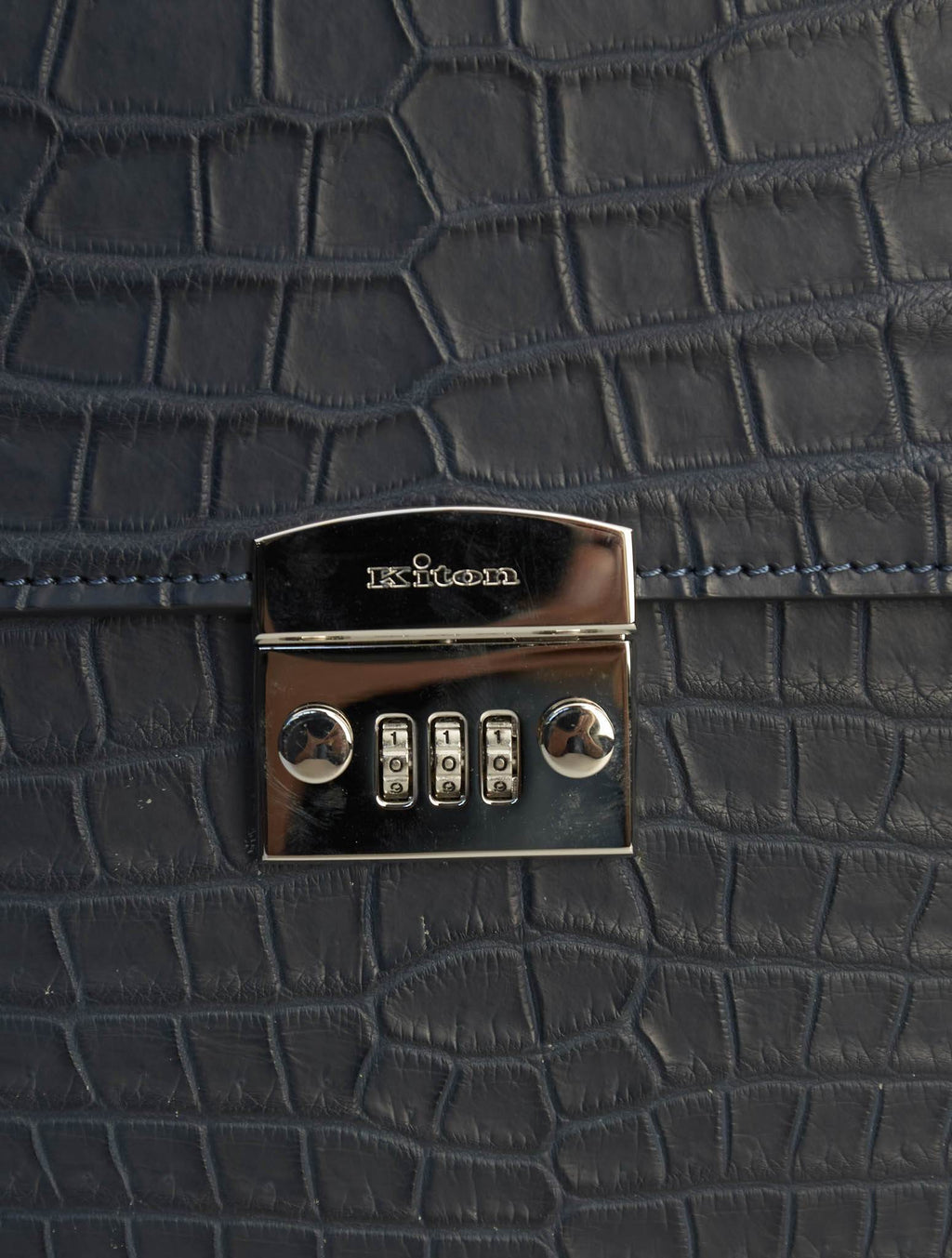 Kiton Blue Leather Crocodile Bag