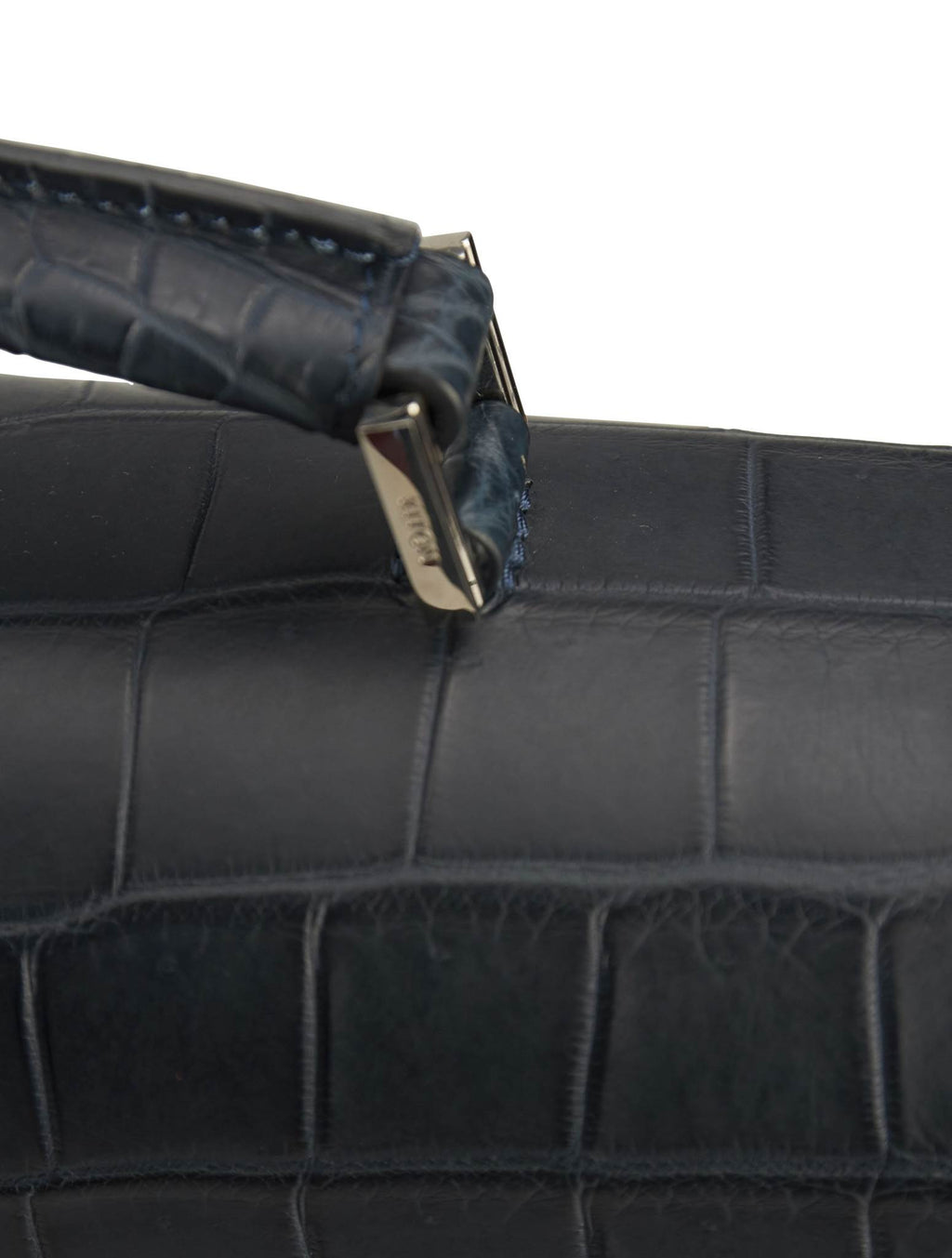 Kiton Blue Leather Crocodile Bag