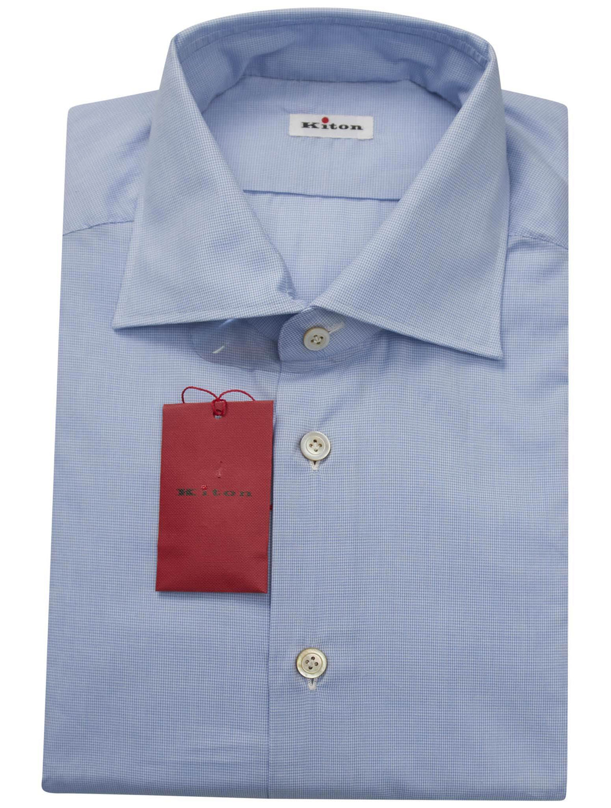 Kiton Blue White Cotton Shirt