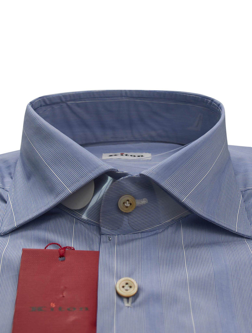 Kiton Blue White Cotton Shirt