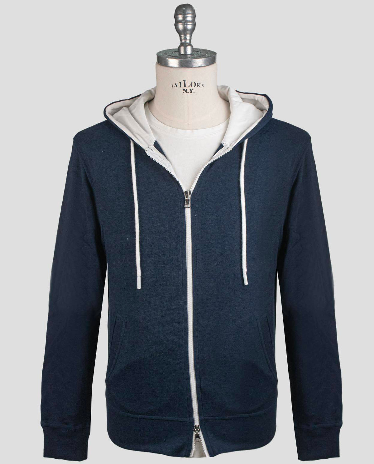 Barba Napoli Blue Cotton Pa Sweater Full Zip