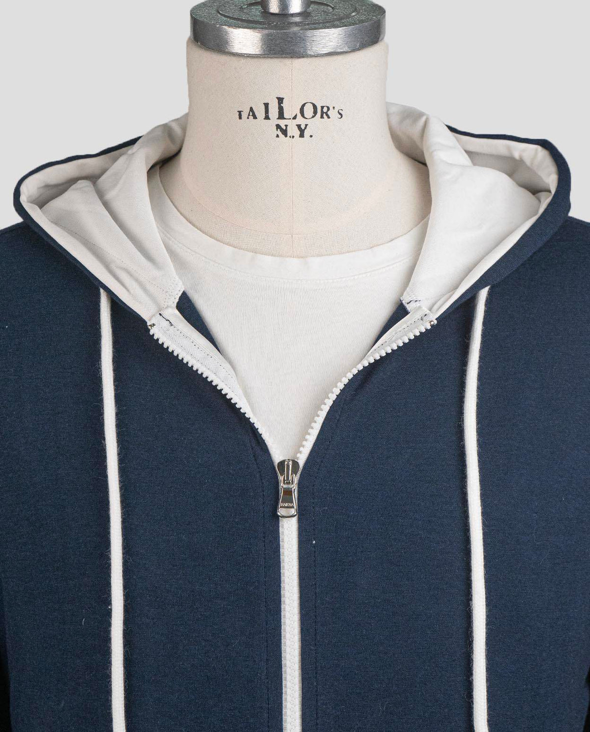 Barba Napoli Blue Cotton Pa Sweater Full Zip