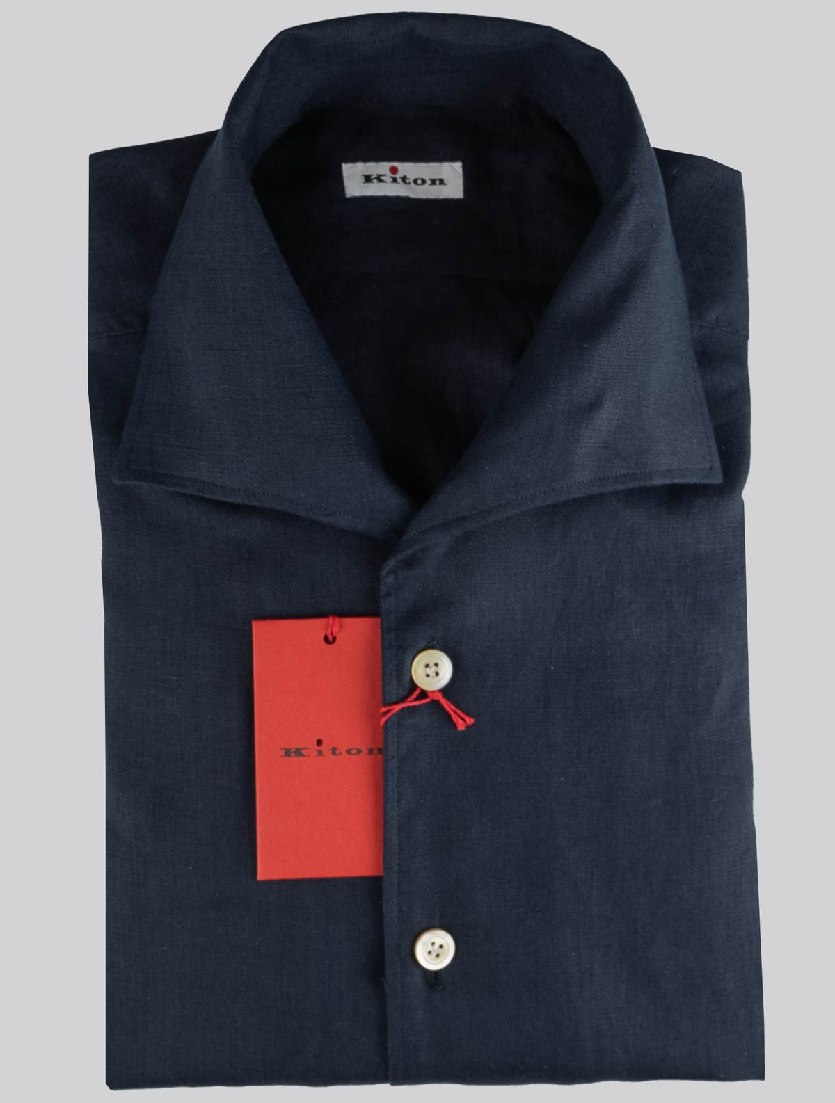 Kiton Blue Linen Shirts