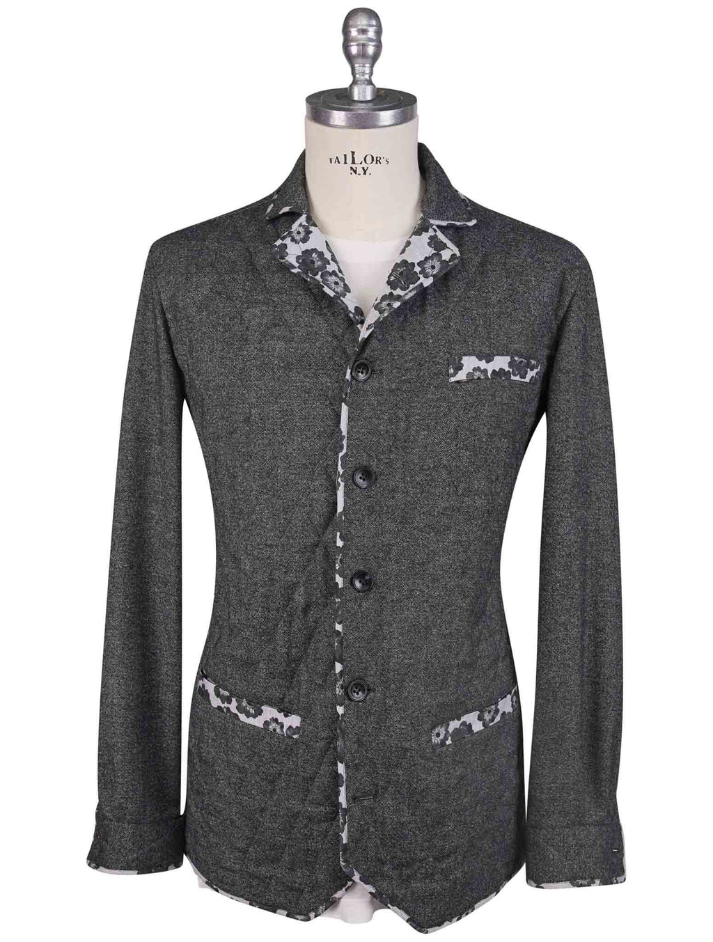 Kiton Gray Virgin Wool Cashmere Ea Coat