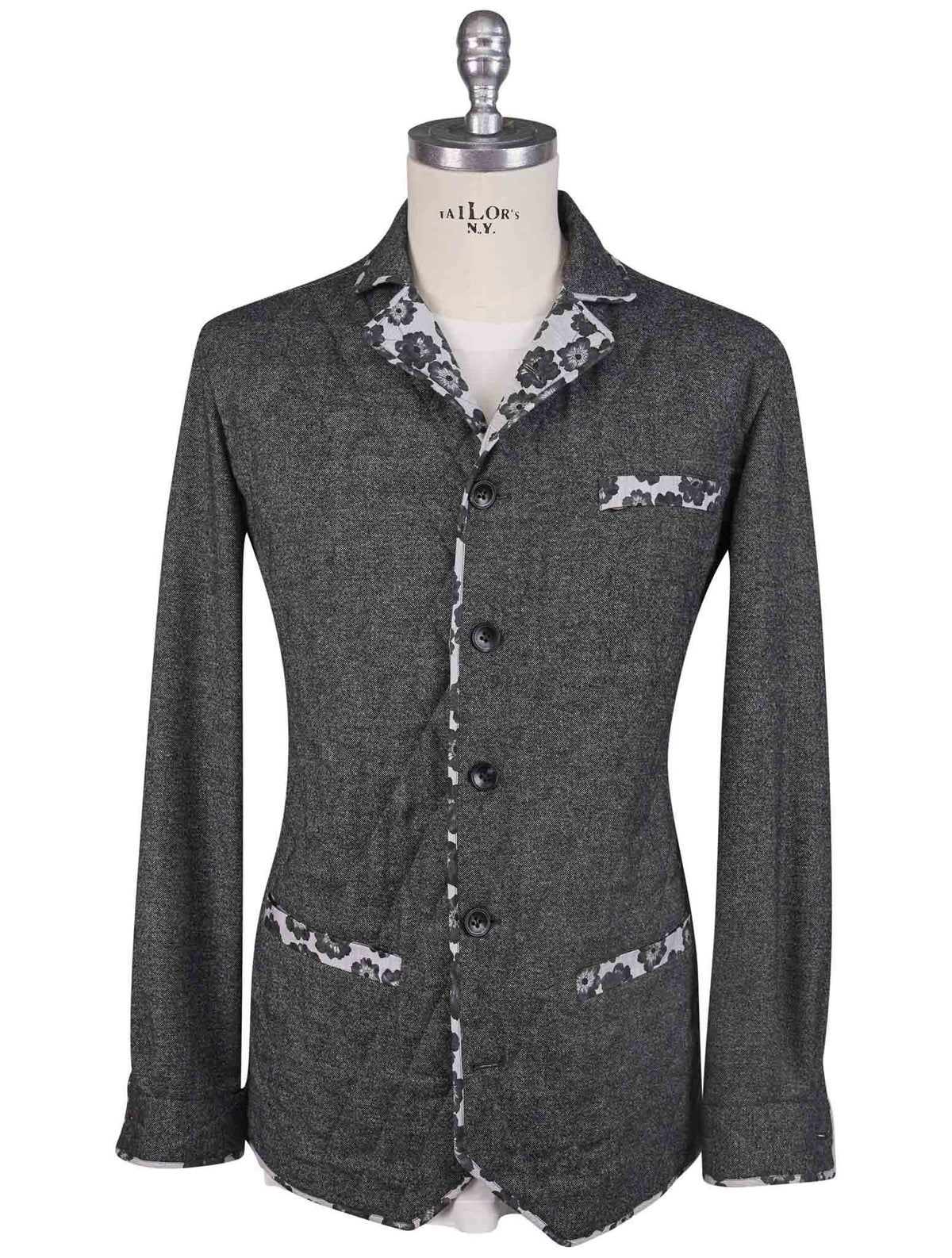Kiton Gray Virgin Wool Cashmere Ea Coat