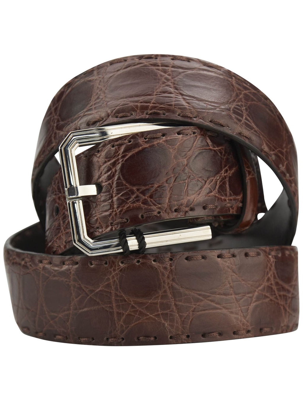 Kiton Brown Leather Crocodile Belt