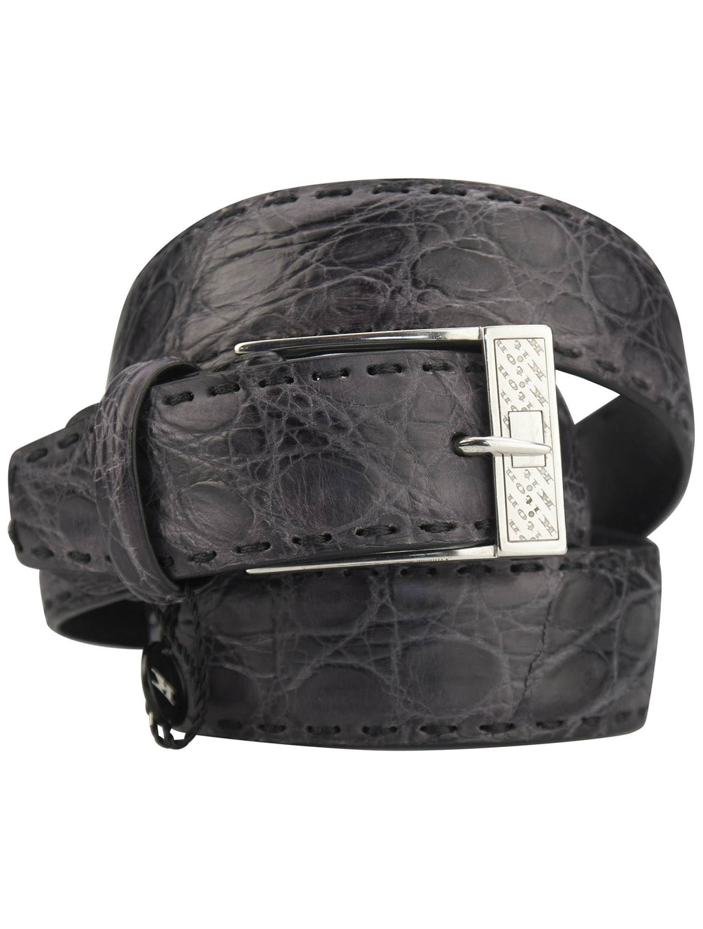 Kiton Kiton Gray Leather Crocodile Belt Gray 000