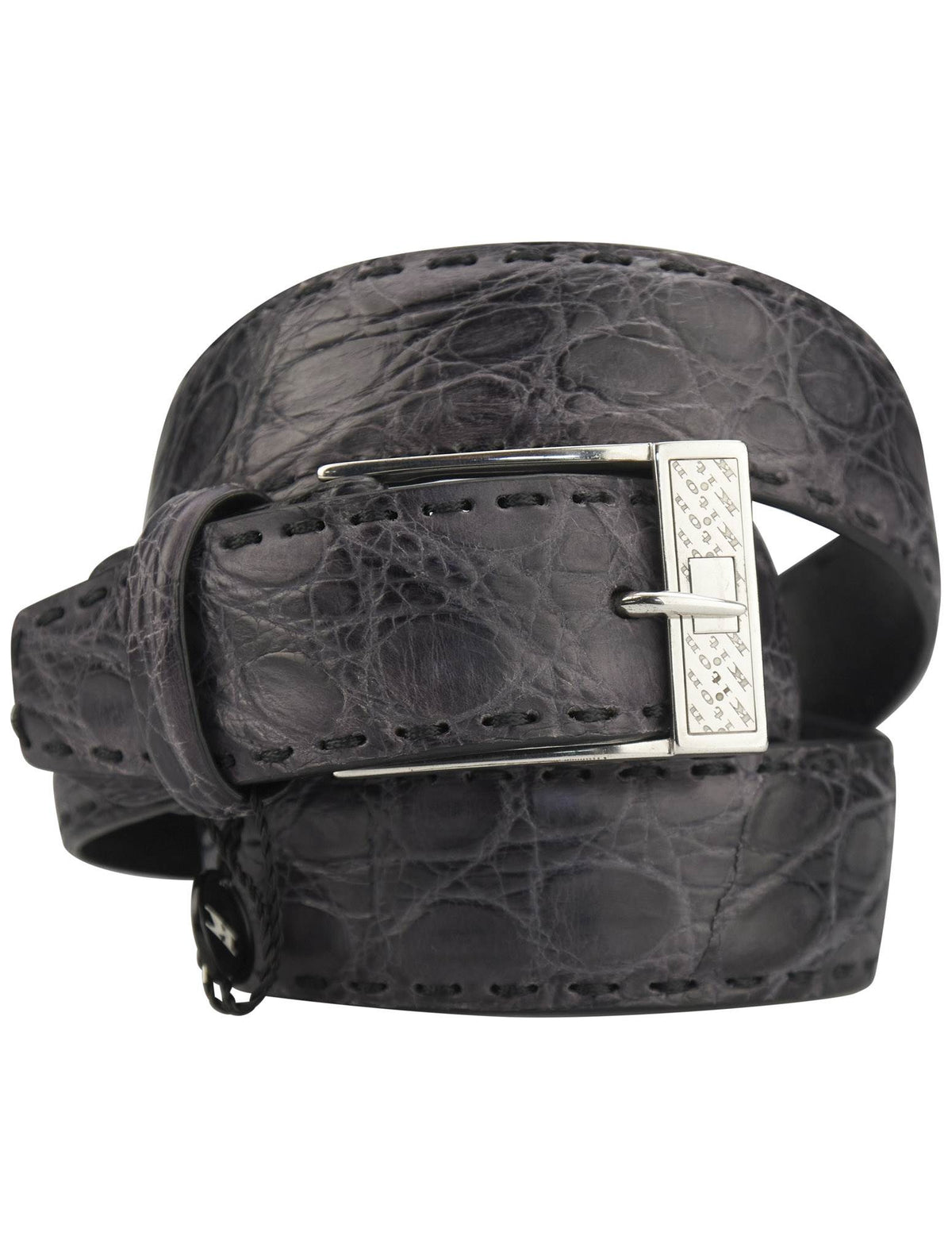Kiton Kiton Gray Leather Crocodile Belt Gray 000