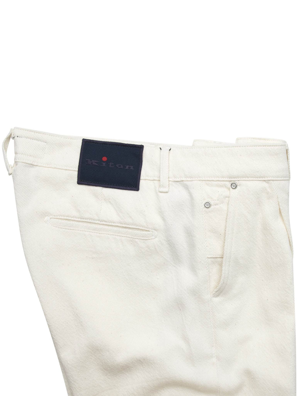 Kiton White Cotton Pants