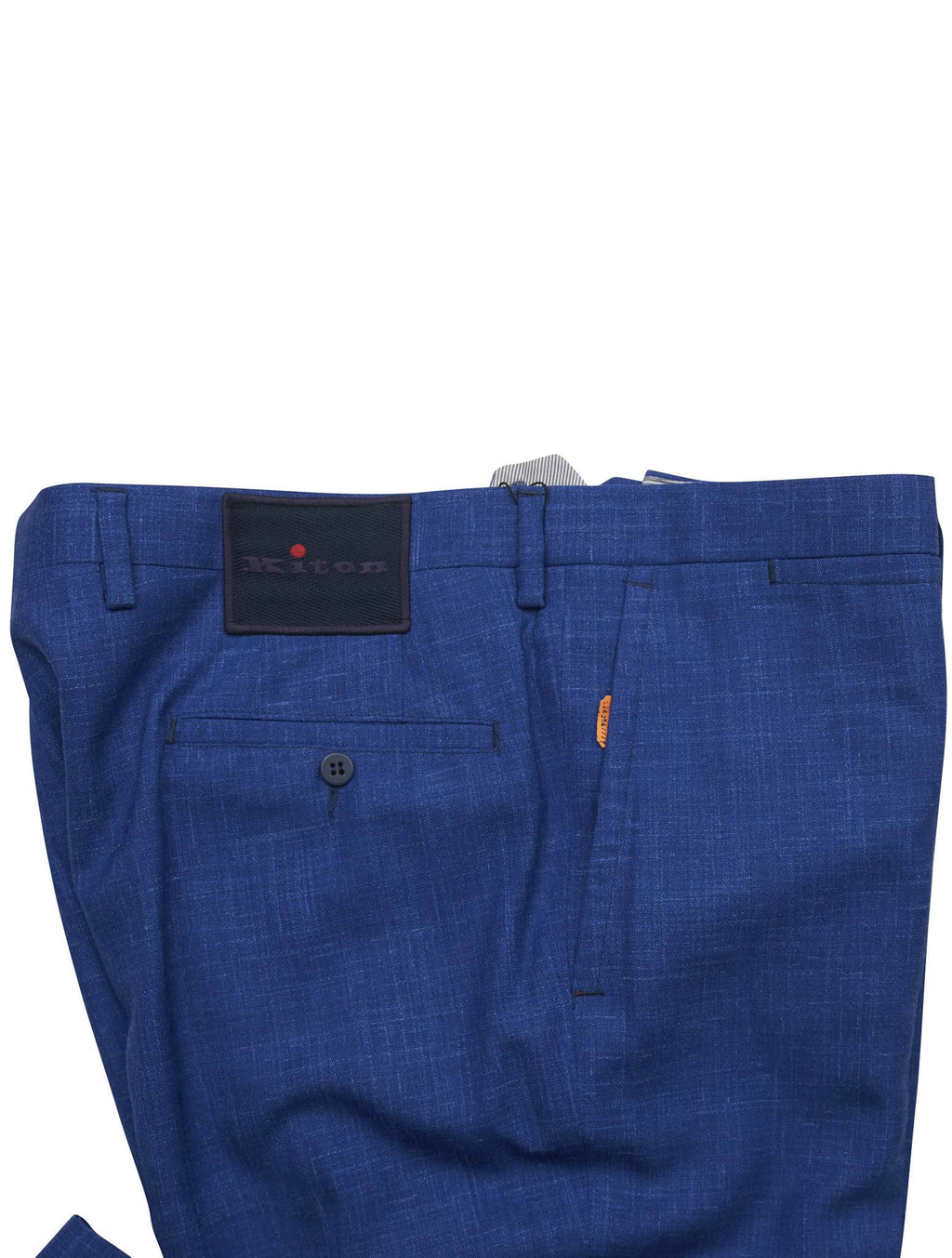 Kiton Blue Wool Silk Linen Pants