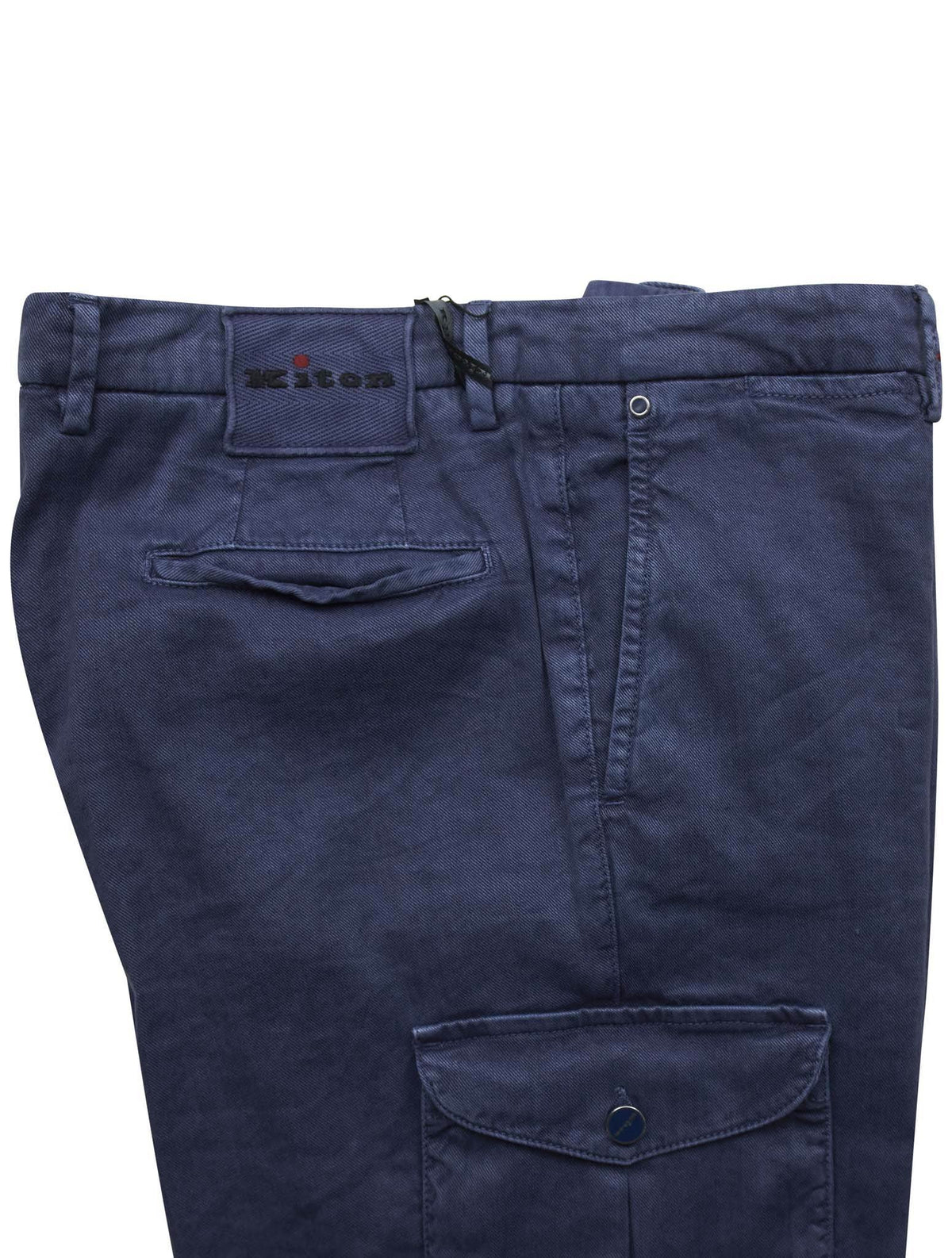 Kiton Blue Linen Cotton Ea Cargo Pants