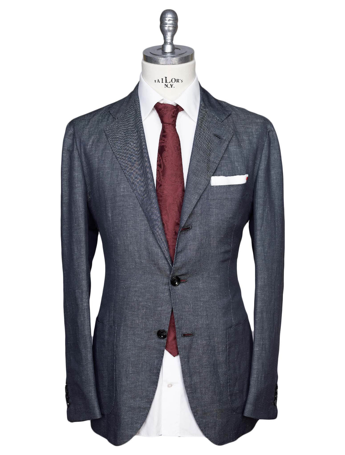 Kiton Kiton Blue Cotton Linen Ea Blazer Blue 000
