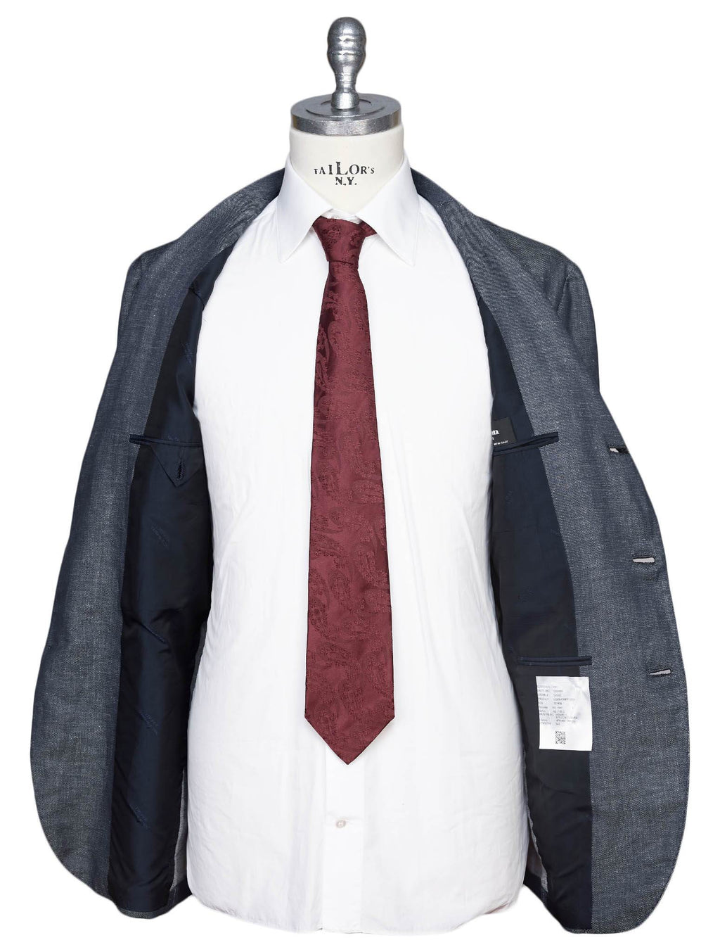Kiton Blue Cotton Linen Ea Blazer