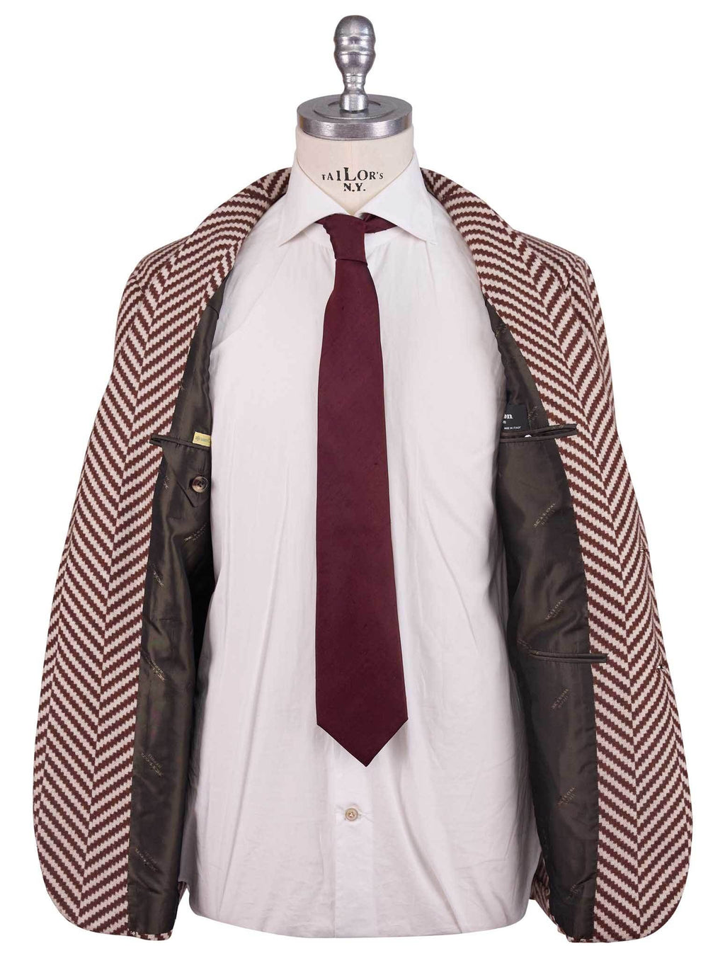 Kiton Brown White Cashmere Blazer