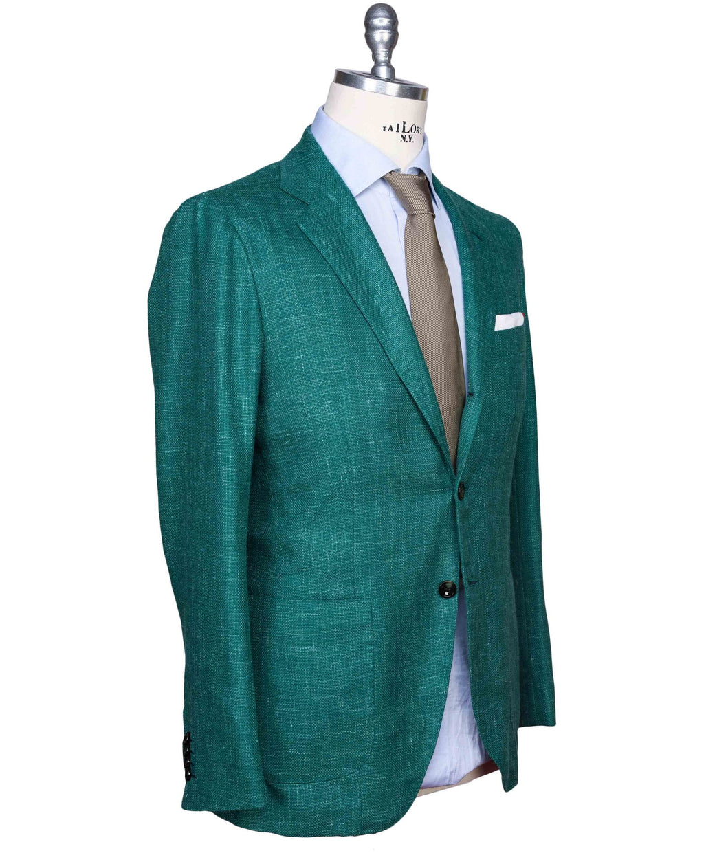 Kiton Kiton Green Cashmere Virgin Wool Silk Linen Blazer Green 001