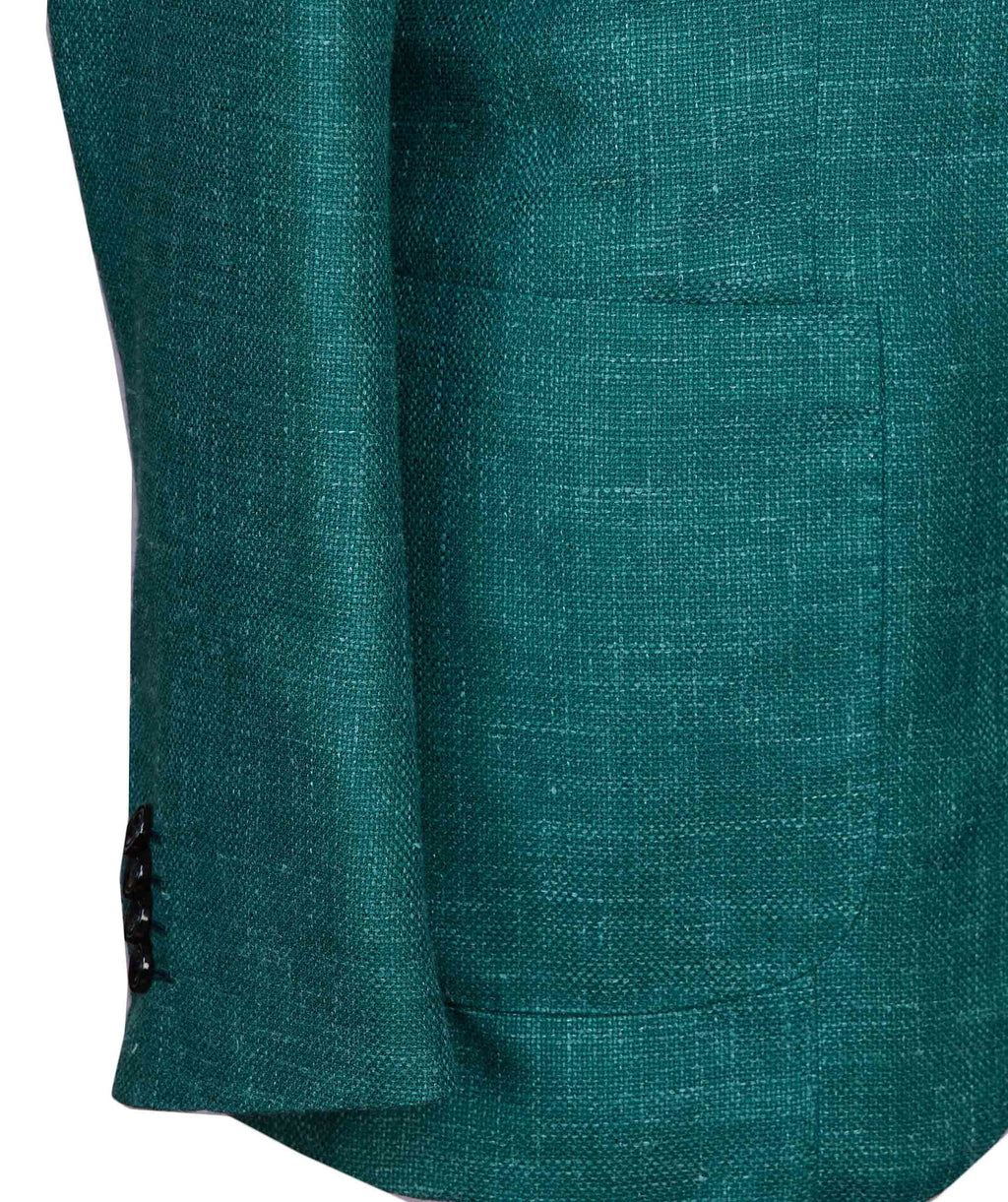Kiton Green Cashmere Virgin Wool Silk Linen Blazer