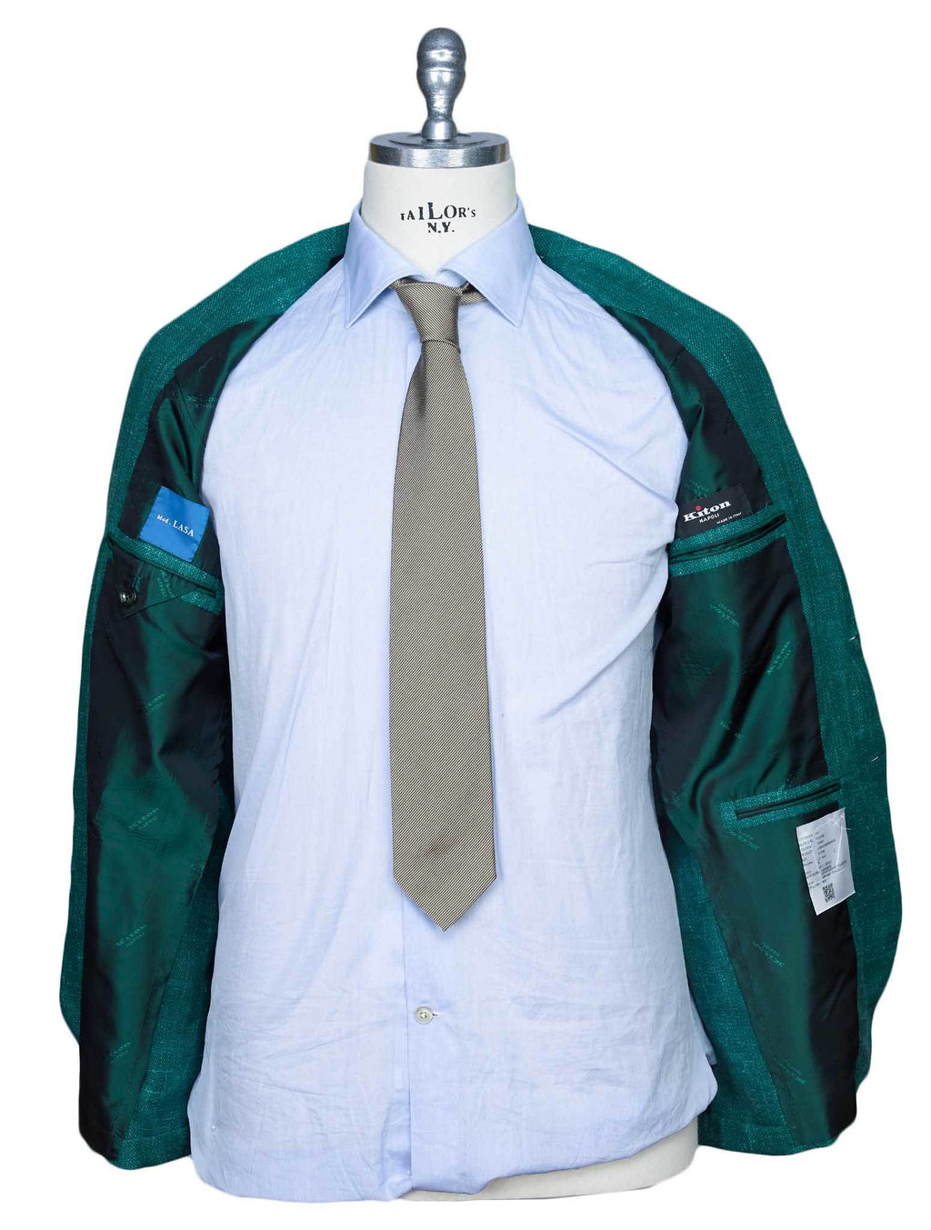 Kiton Green Cashmere Virgin Wool Silk Linen Blazer