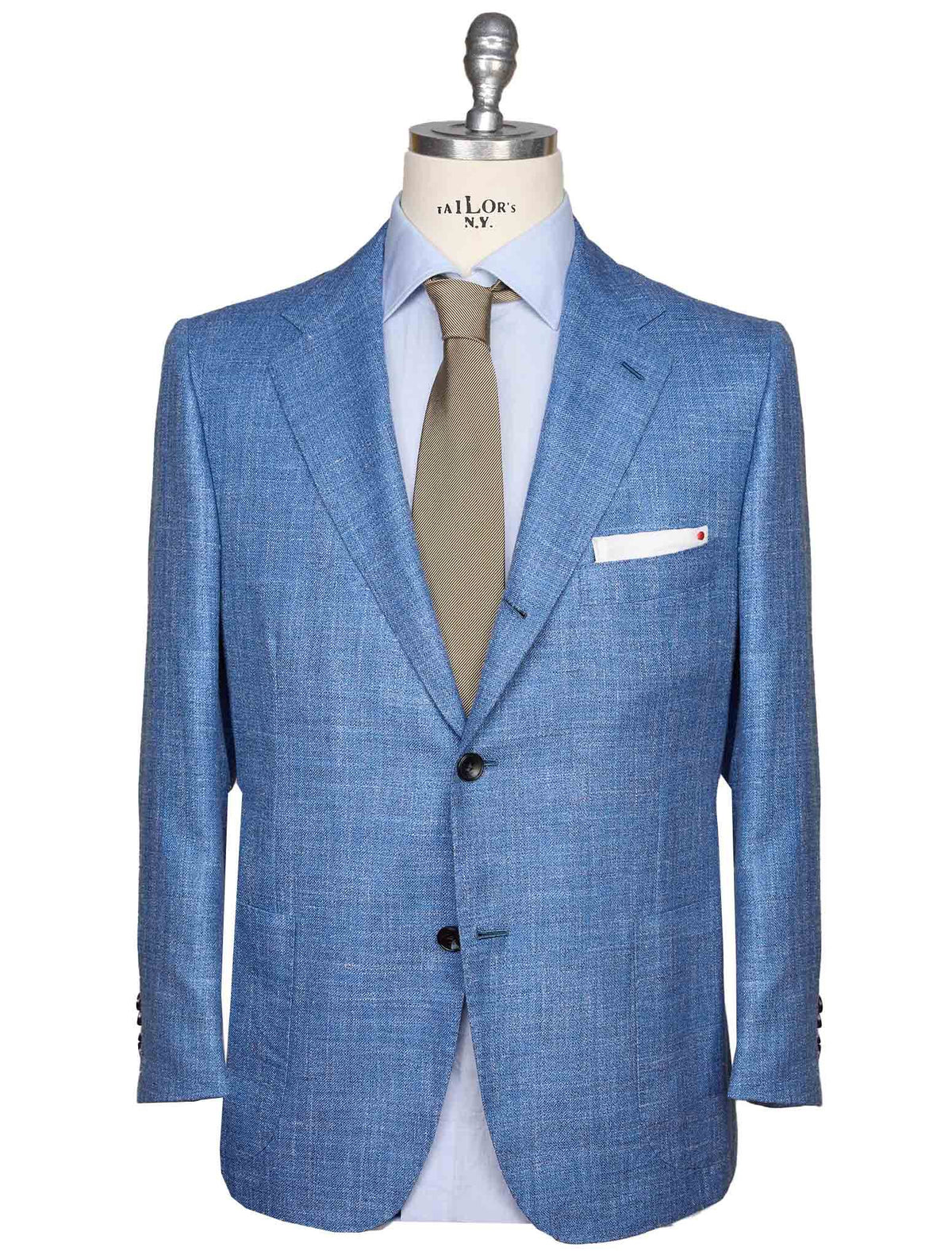 Kiton Kiton Blue Virgin Wool Silk Linen Blazer Blue 000