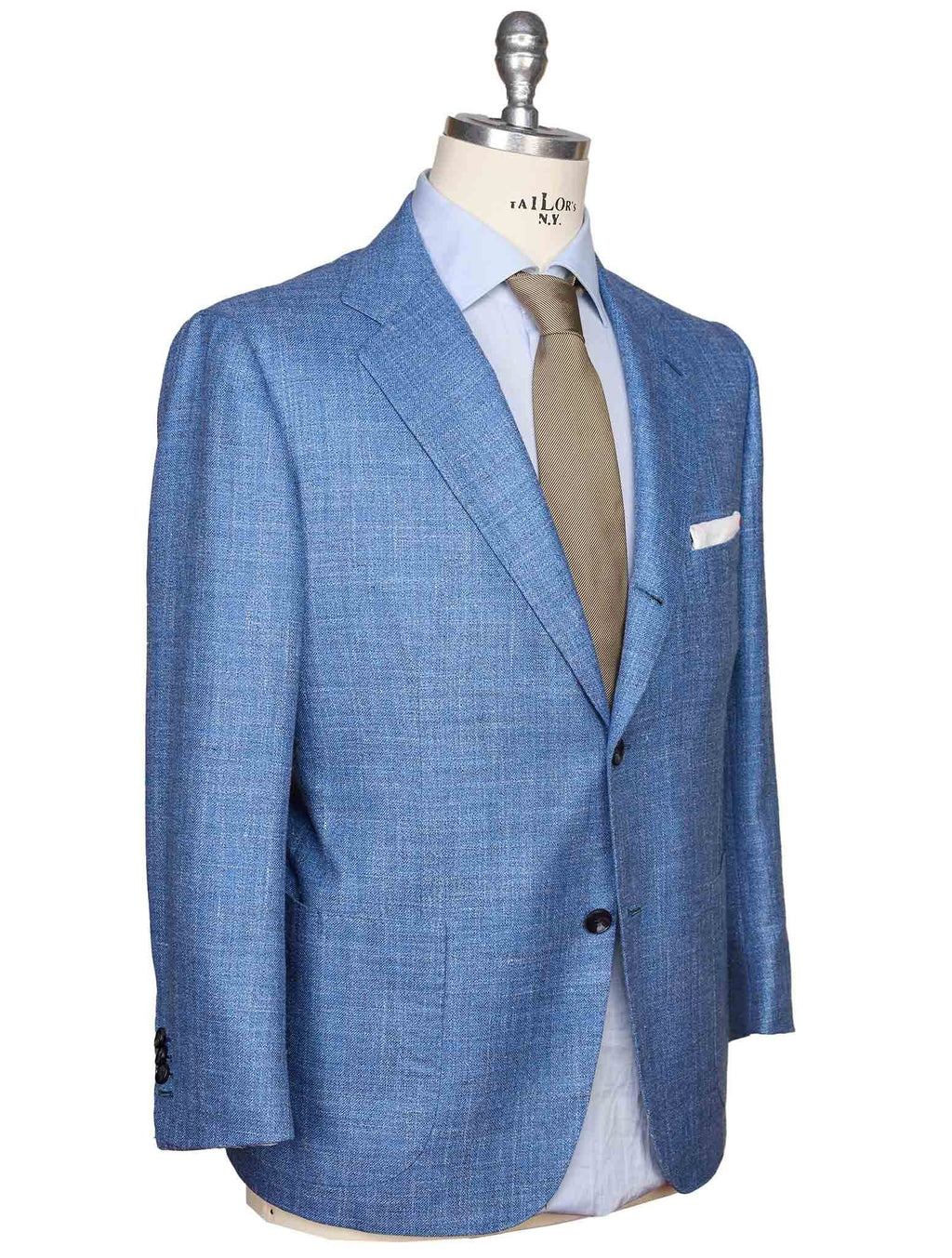 Kiton Kiton Blue Virgin Wool Silk Linen Blazer Blue 001