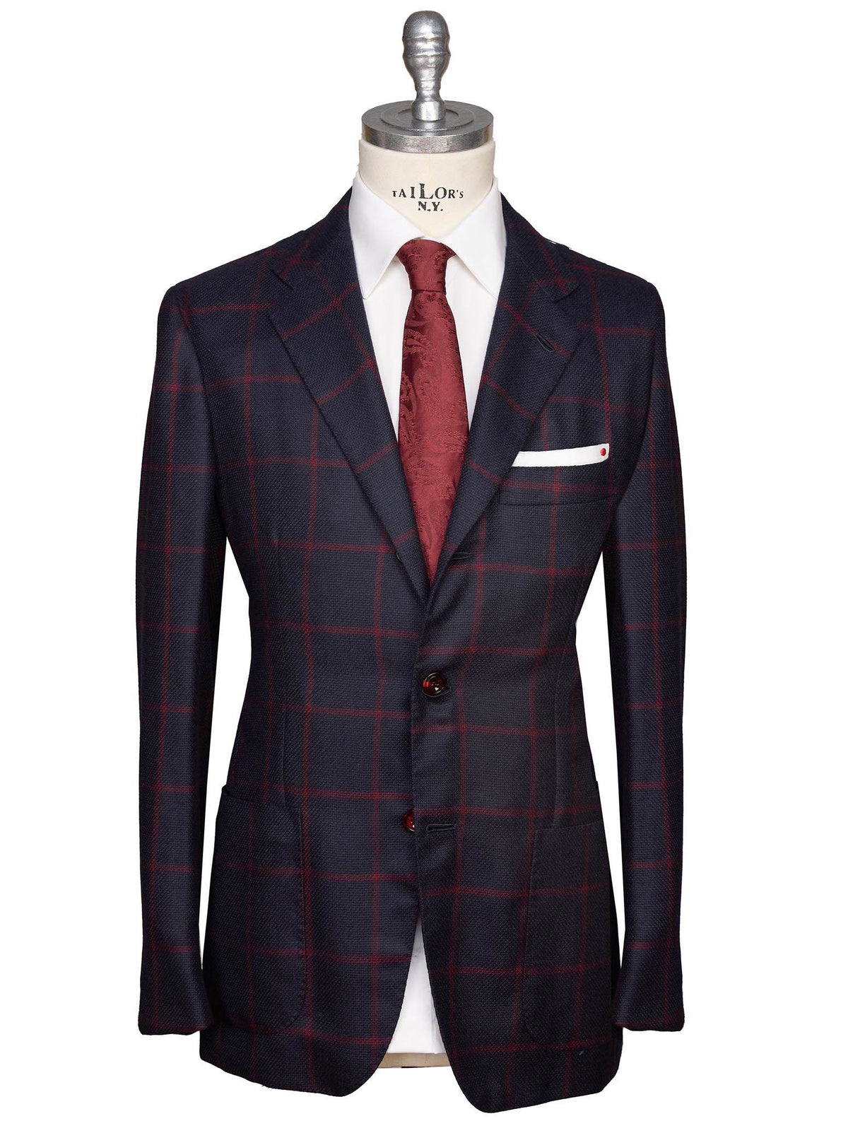 Kiton Blue Red Cashmere Blazer