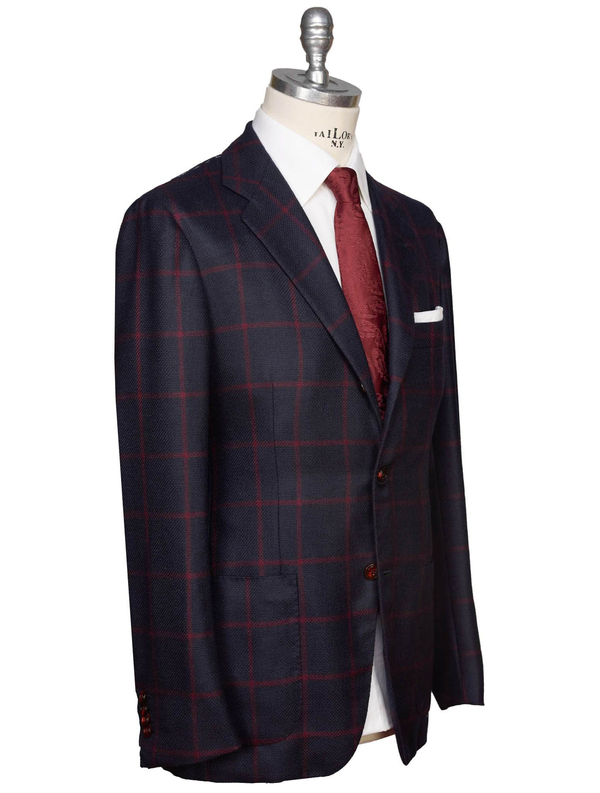 Kiton Kiton Blue Red Cashmere Blazer Blue / Red 001