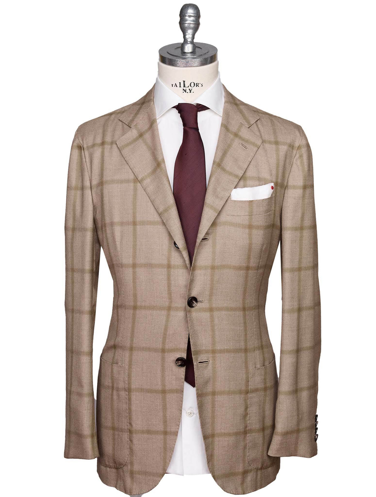 Kiton Beige Vicuna Peru Cashmere Silk Blazer