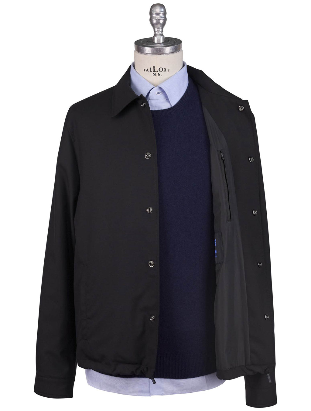 Kiton Knt Black Virgin Wool Coat