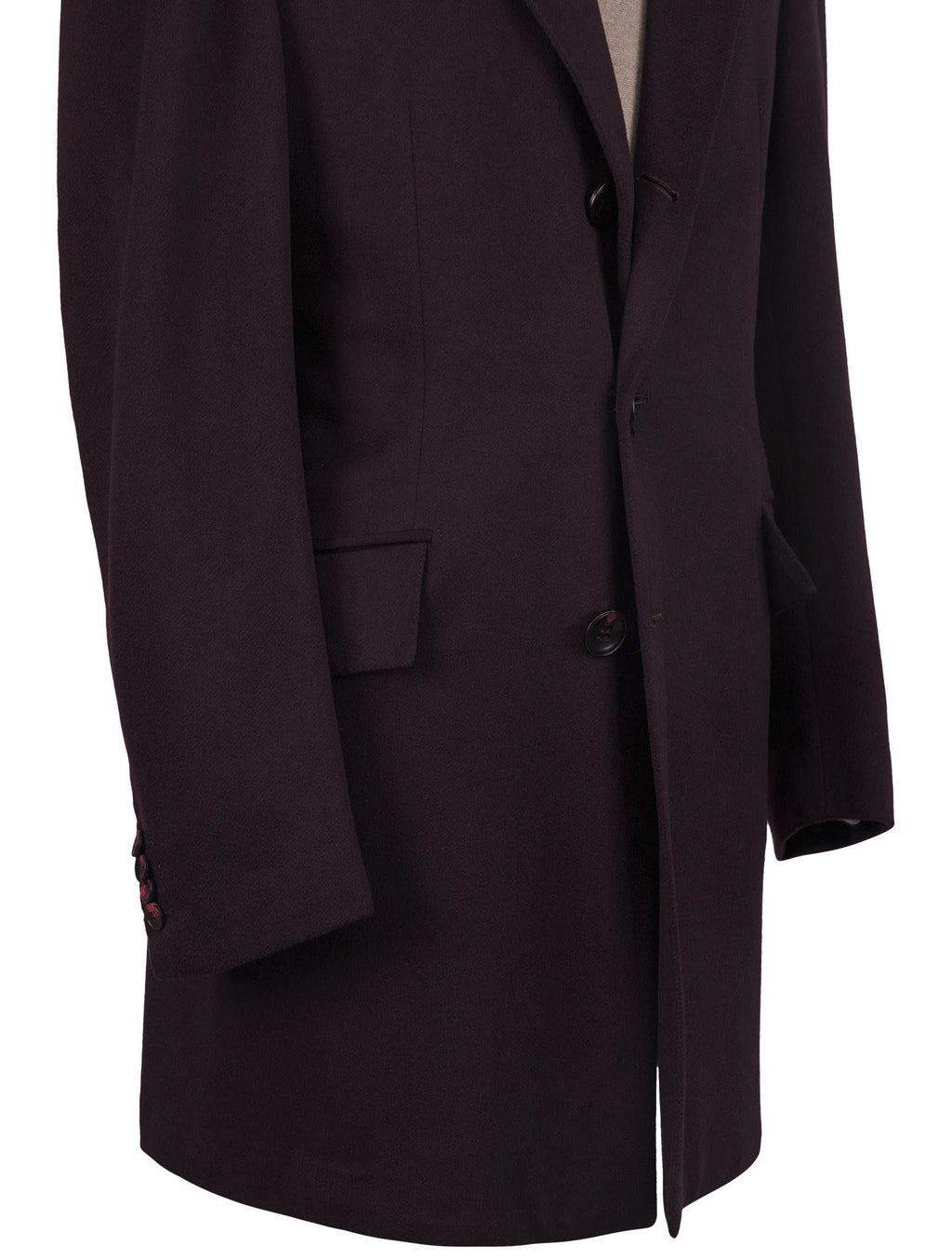 Kiton Burgundy Cashmere Vicuna Peru Overcoat