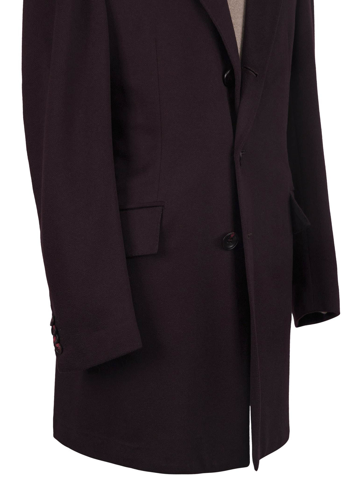 Kiton Burgundy Cashmere Vicuna Peru Overcoat
