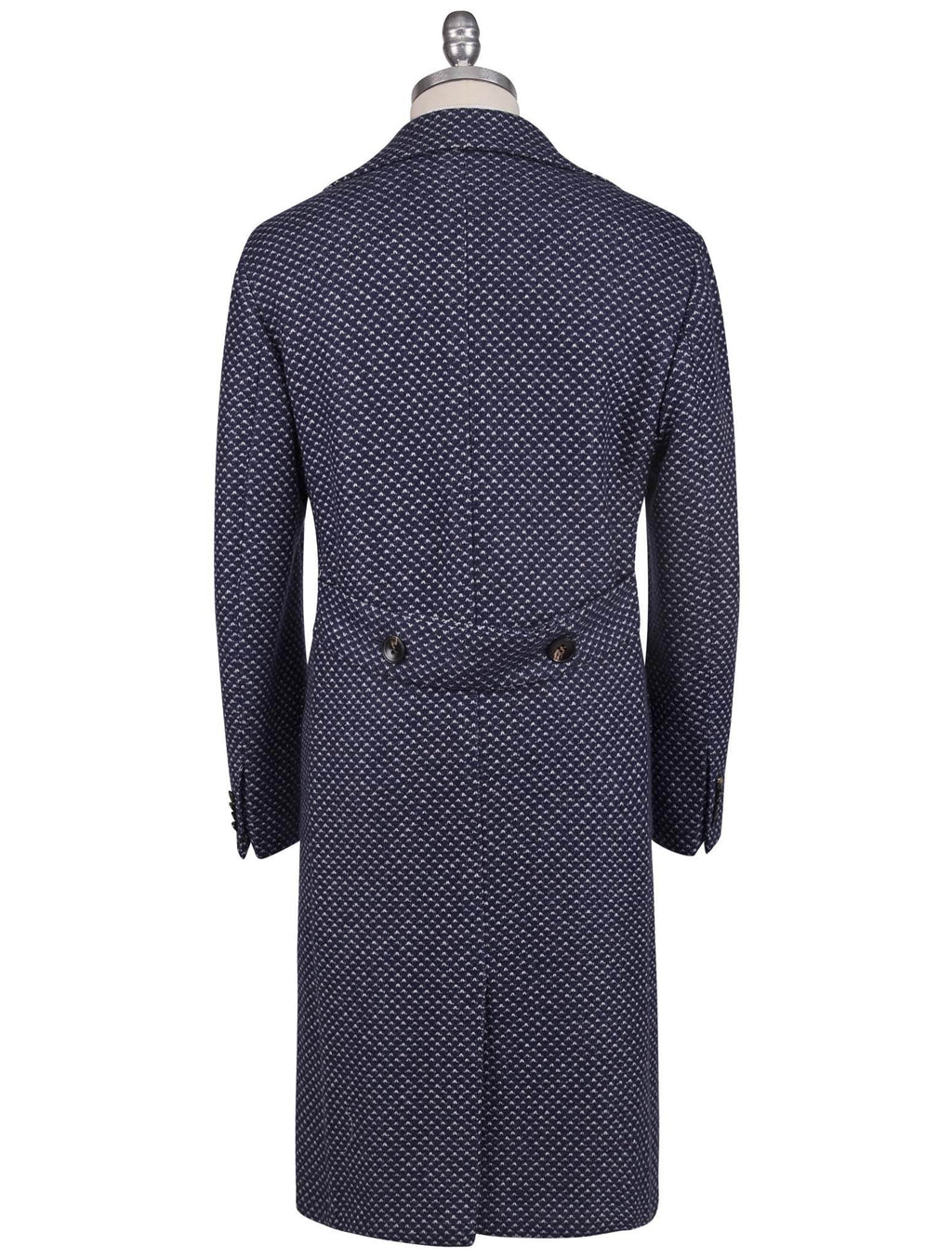 Kiton Blue White Cashmere Double Breasted Overcoat